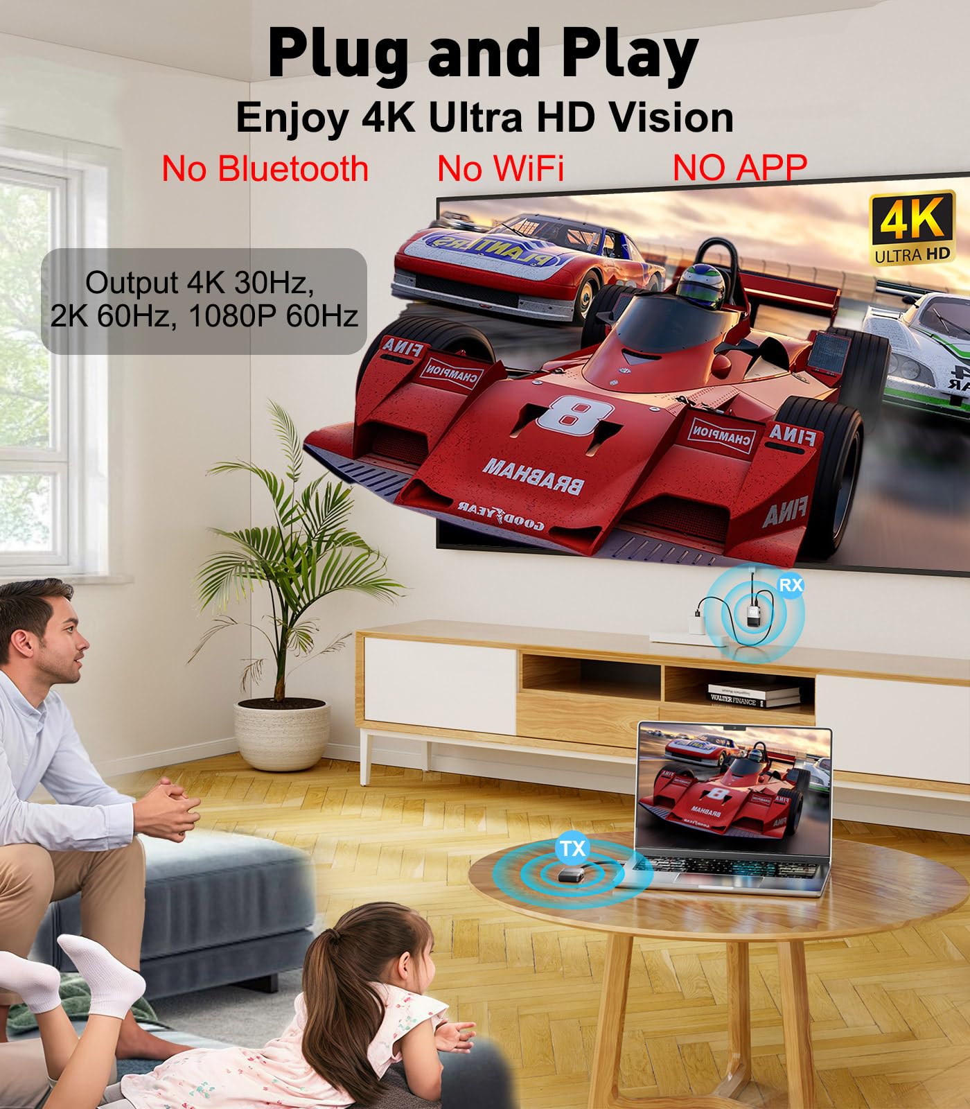 Usb C To Hdmi Wireless Transmitter And Receiver, Usb C 3.1 Port Wireless Hdmi Receiver 4K Output(2025 Upgraded), 165Ft/50M, Sing