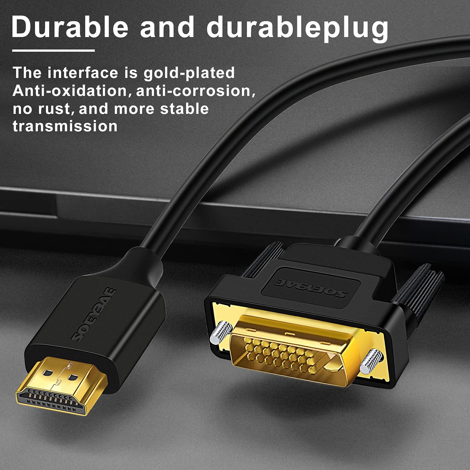 Soeybae Dvi To Hdmi Cable 15Ft,Hdmi To Dvi Bi Directional Adapter Cable Support 1080P,Compatible With Xbox, Pc, Tv Box,Monitor