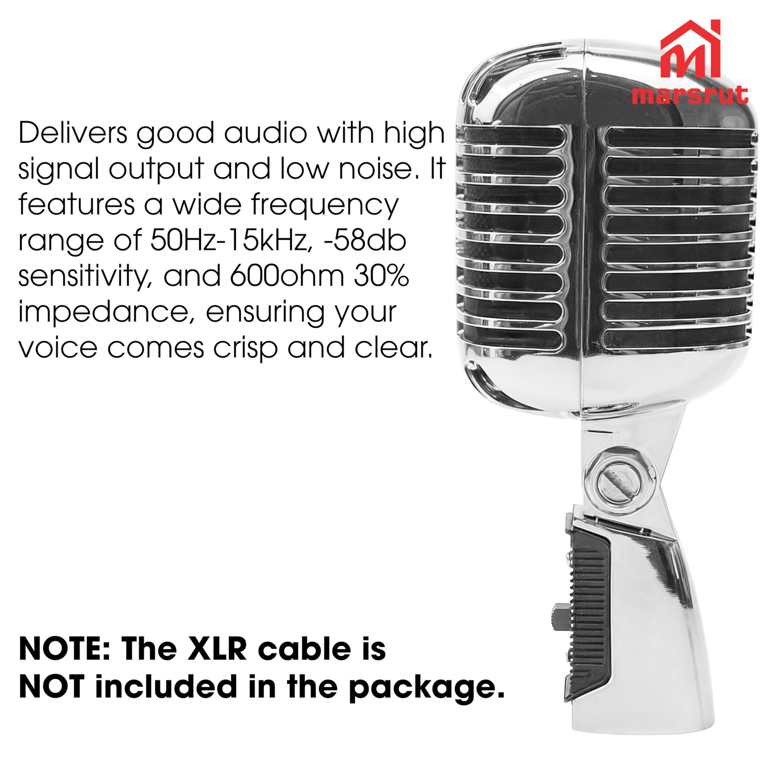 Vintage Microphone, Retro Old School Vocal Mic, Professional Classic Dynamic Wired Cardioid For Live Performance Karaoke Studio