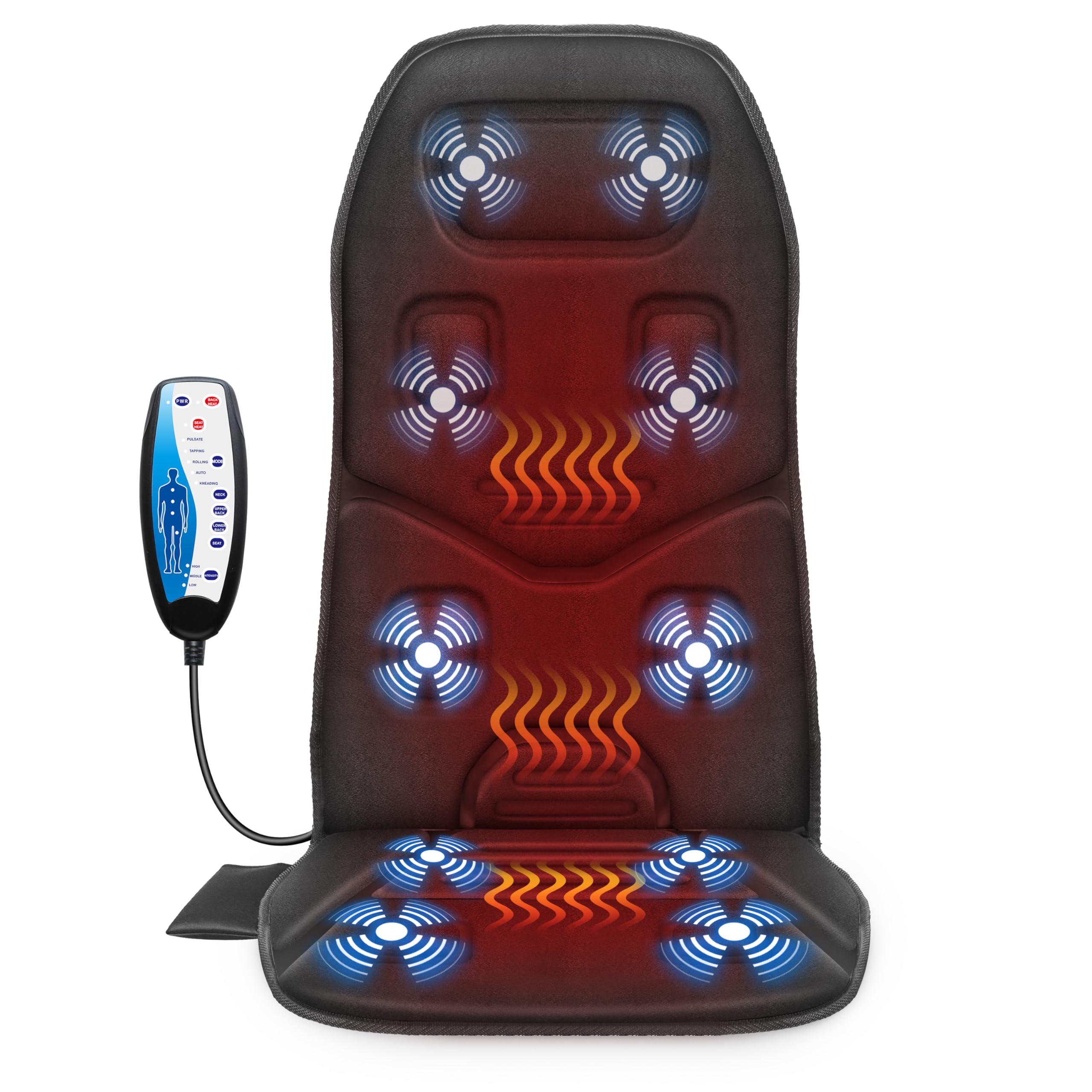 COMFIER Massage Seat Cushion with Heat - 10 Vibration Motors, Back Massager for Chair, (Vibration Massage Only, Not Shiatsu/Roll