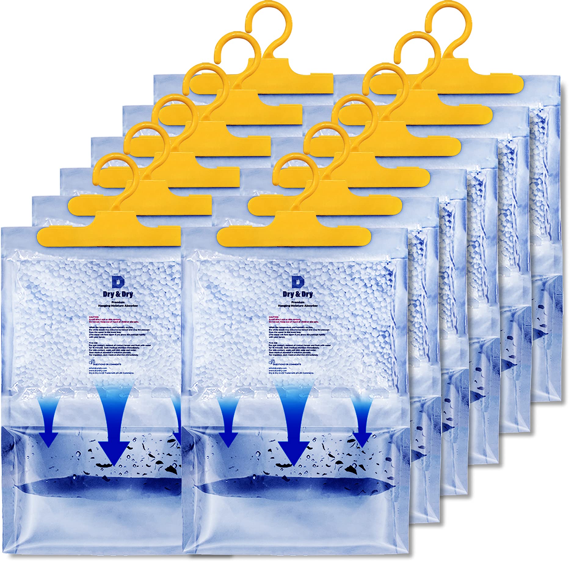 Dry & Dry 12 Pack[14 Oz] Premium Moisture Absorbers Dehumidifiers For Home Dehumidifier For Basement Dehumdifiers For Bedroom Sm