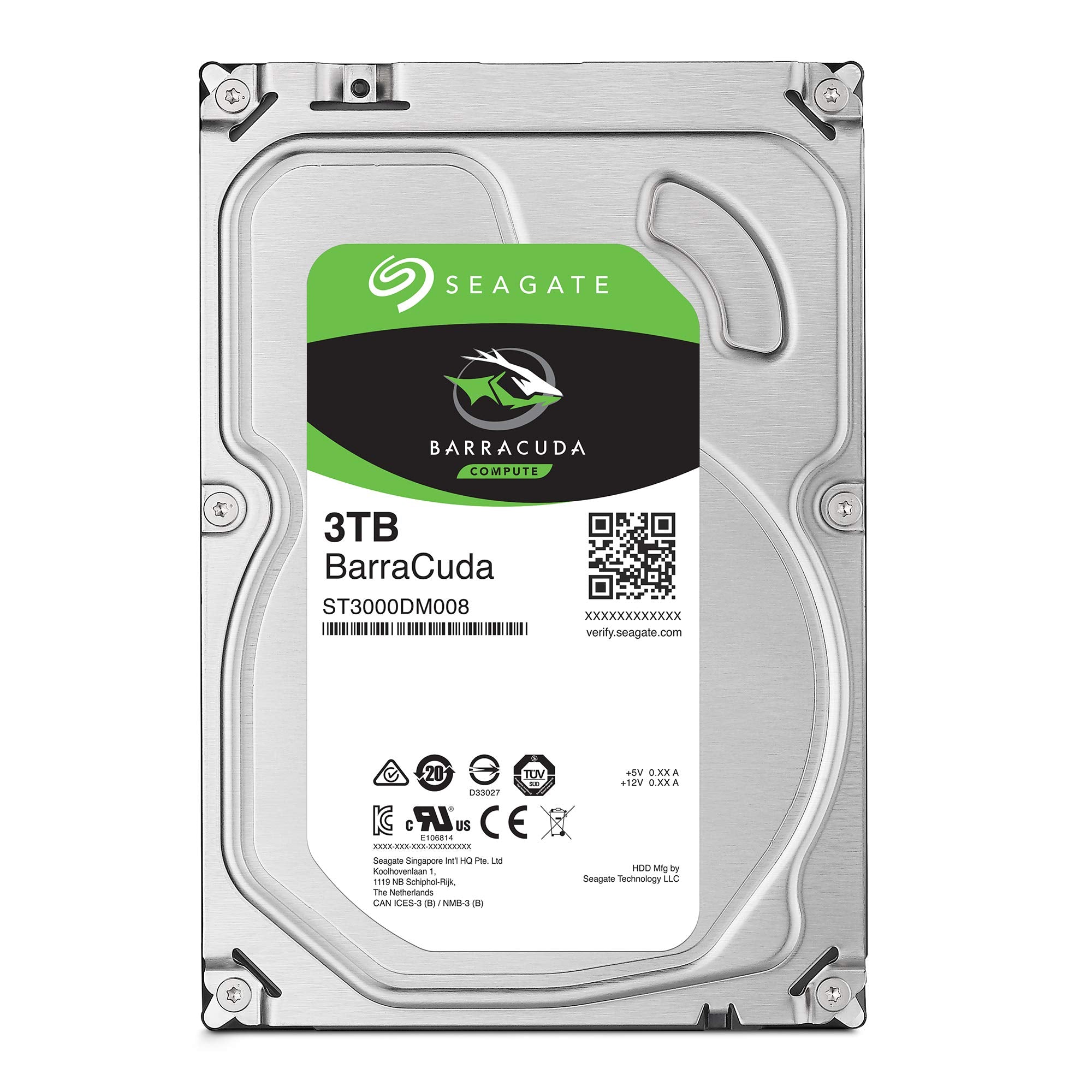 Seagate BarraCuda 3TB Internal Hard Drive HDD � 3.5 Inch SATA 6 Gb/s 7200 RPM 64MB Cache for Computer Desktop PC (ST3000DM008)