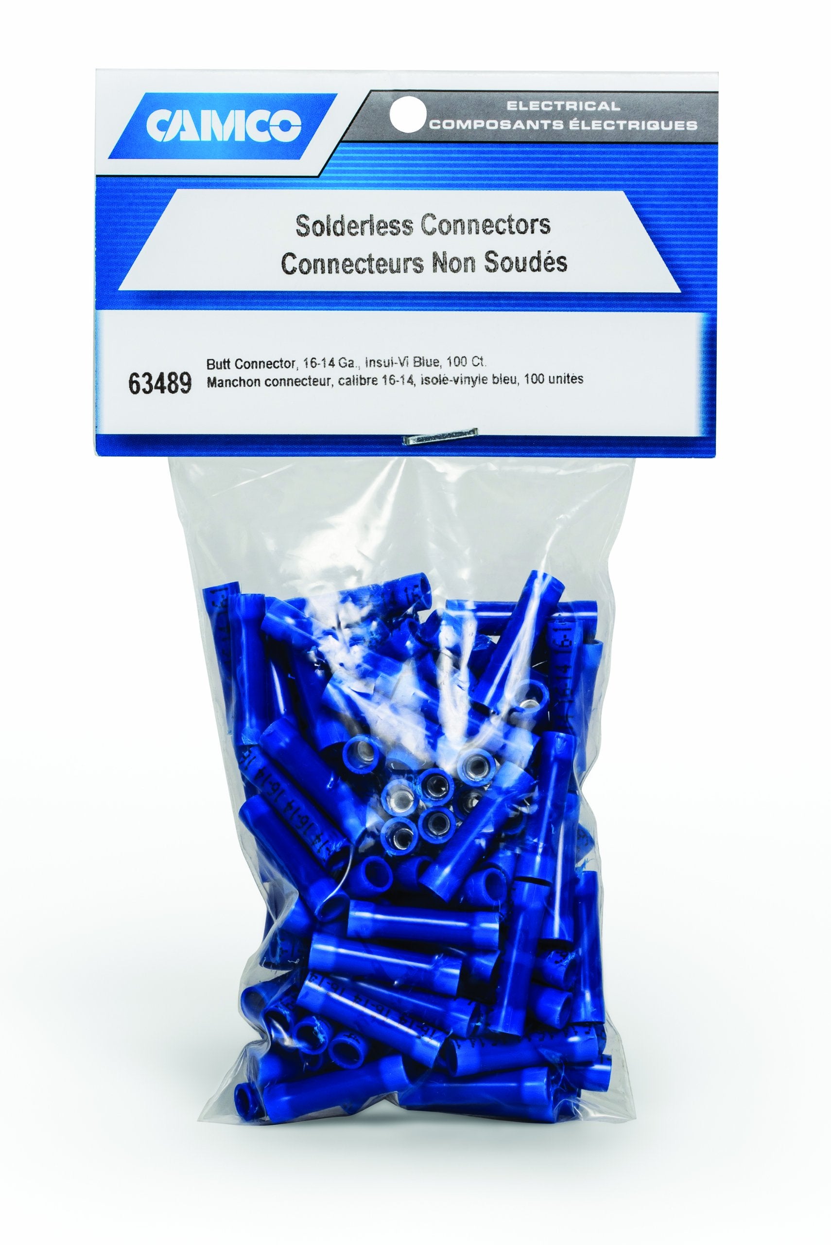 Camco 63489 16 14 Awg Vinyl Insulated Butt Connector   Pack Of 100