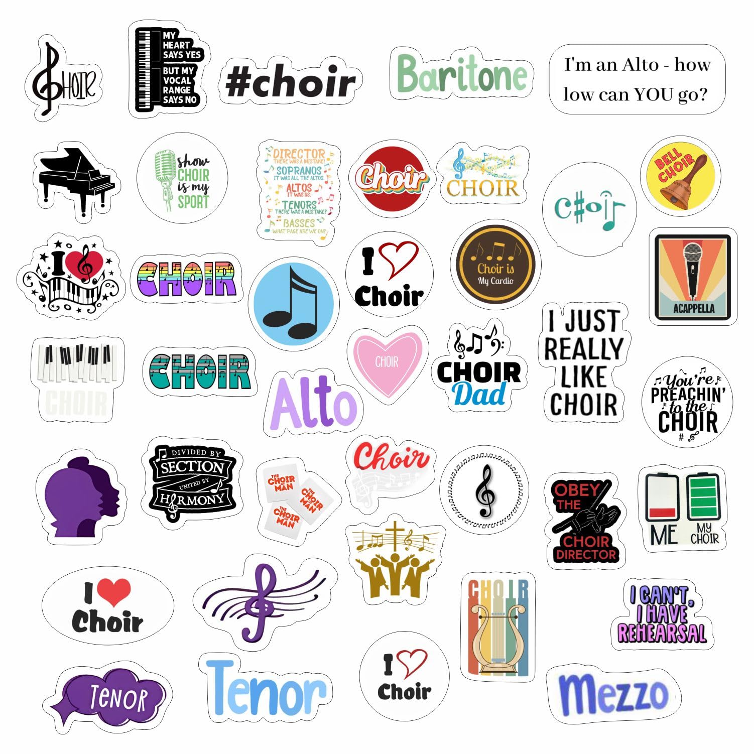 Choir Stickers For Water Bottle And Laptop   Choir Party Favors & Decorations, Waterproof Vinyl Decals, Singing And Music Sticke