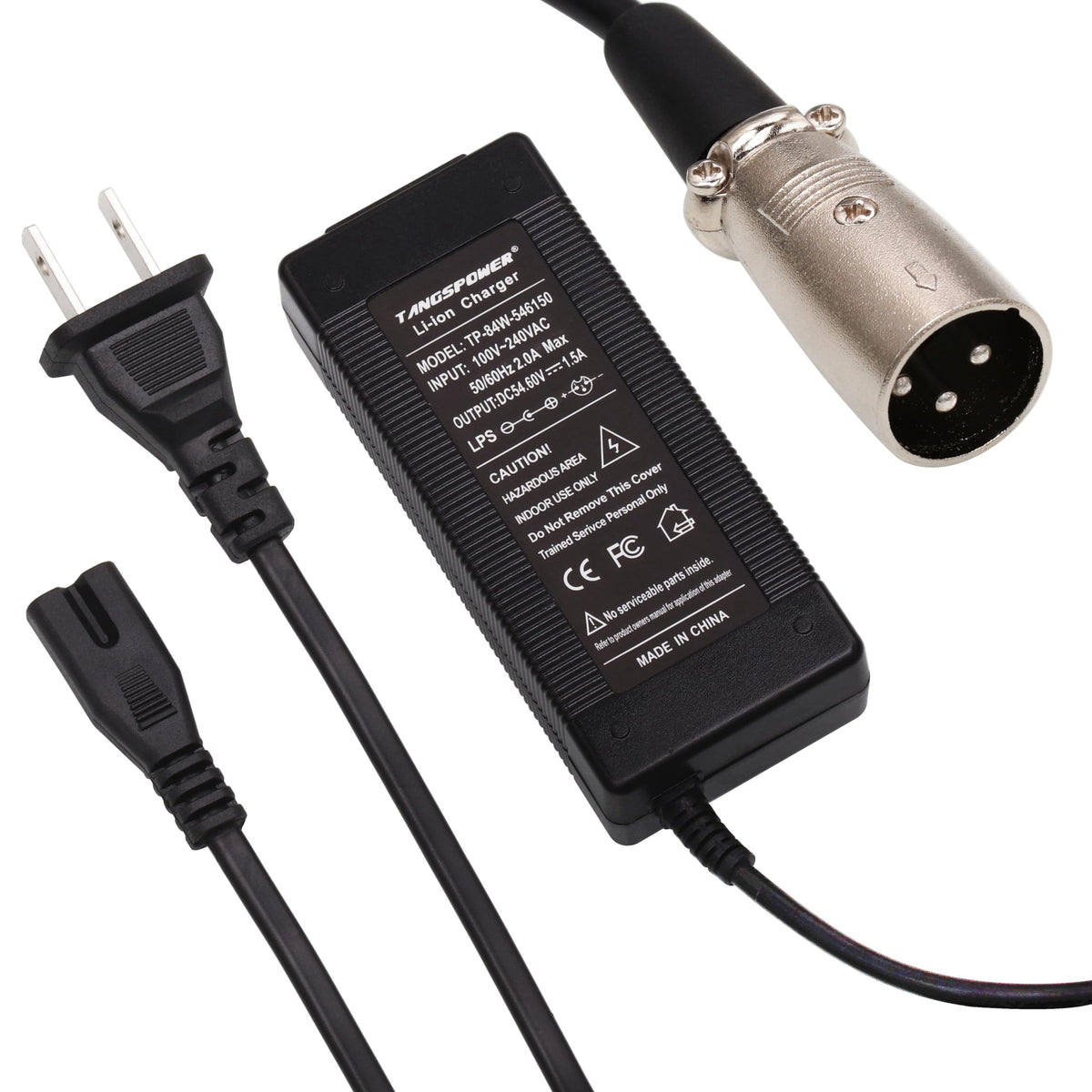 Tangspower 48V Charger Output 54.6V 1.5A Ebike Charger 48V 3 Pin Xlr Male Plug For 48Volt Electric Bike Charger 13S Lithium Batt