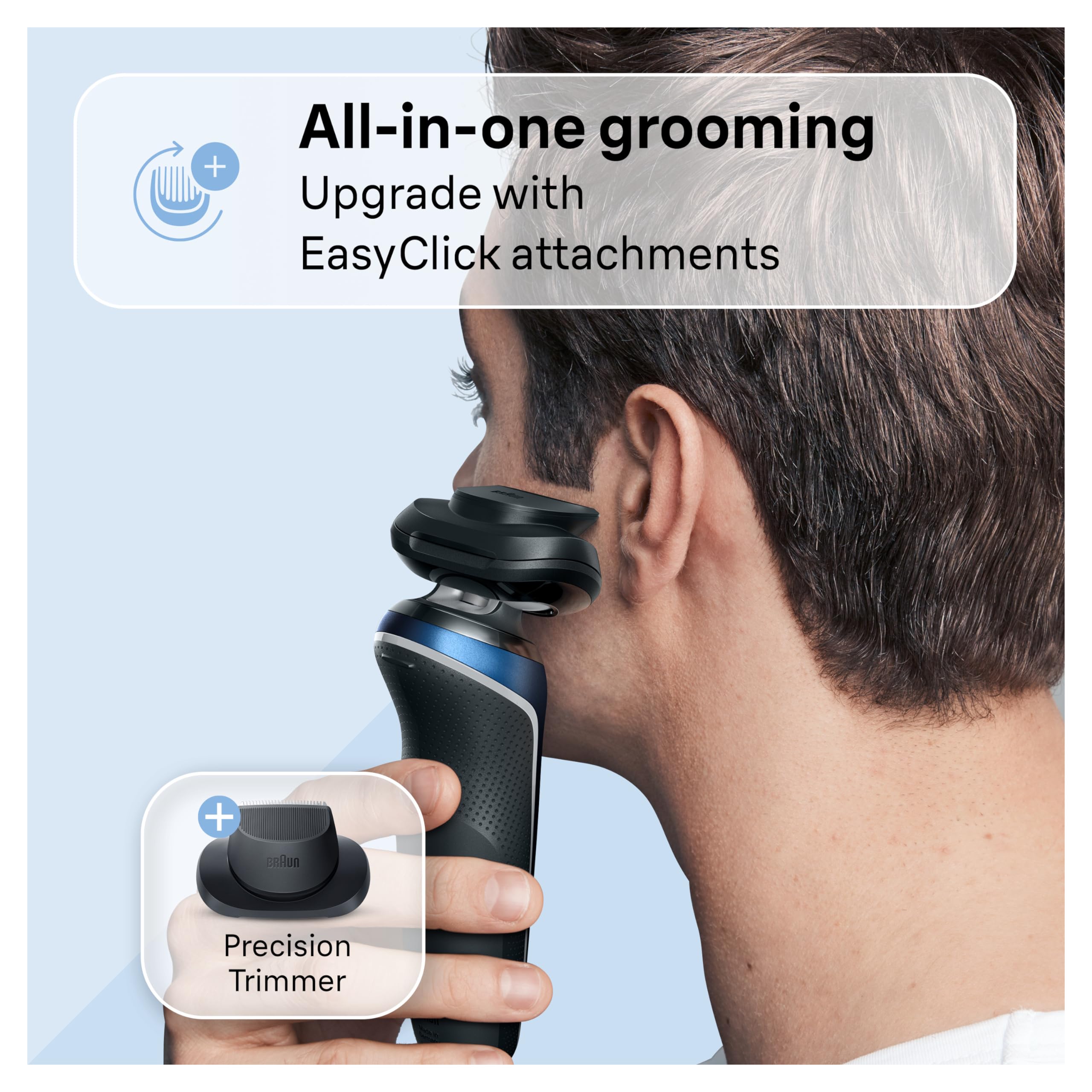 Braun Electric Shaver For Men, Series 6 6120S, Wet & Dry Shave, Turbo & Gentle Shaving Modes, With Precision Trimmer & Pouch, Bl