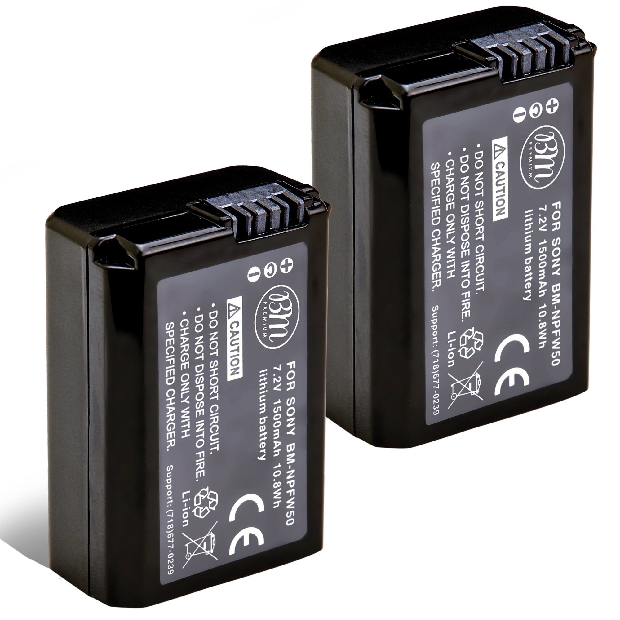 BM Premium 2 NP FW50 Batteries for Sony A6100, DSC RX10 IV, DSC RX10 III, DSC RX10 II, DSC RX10, Alpha 7, Alpha 7R, a7, a7R, a7R II, a7S, a7S II, a3000, a5000, a5100, a6000, a6300, a6500 Cameras