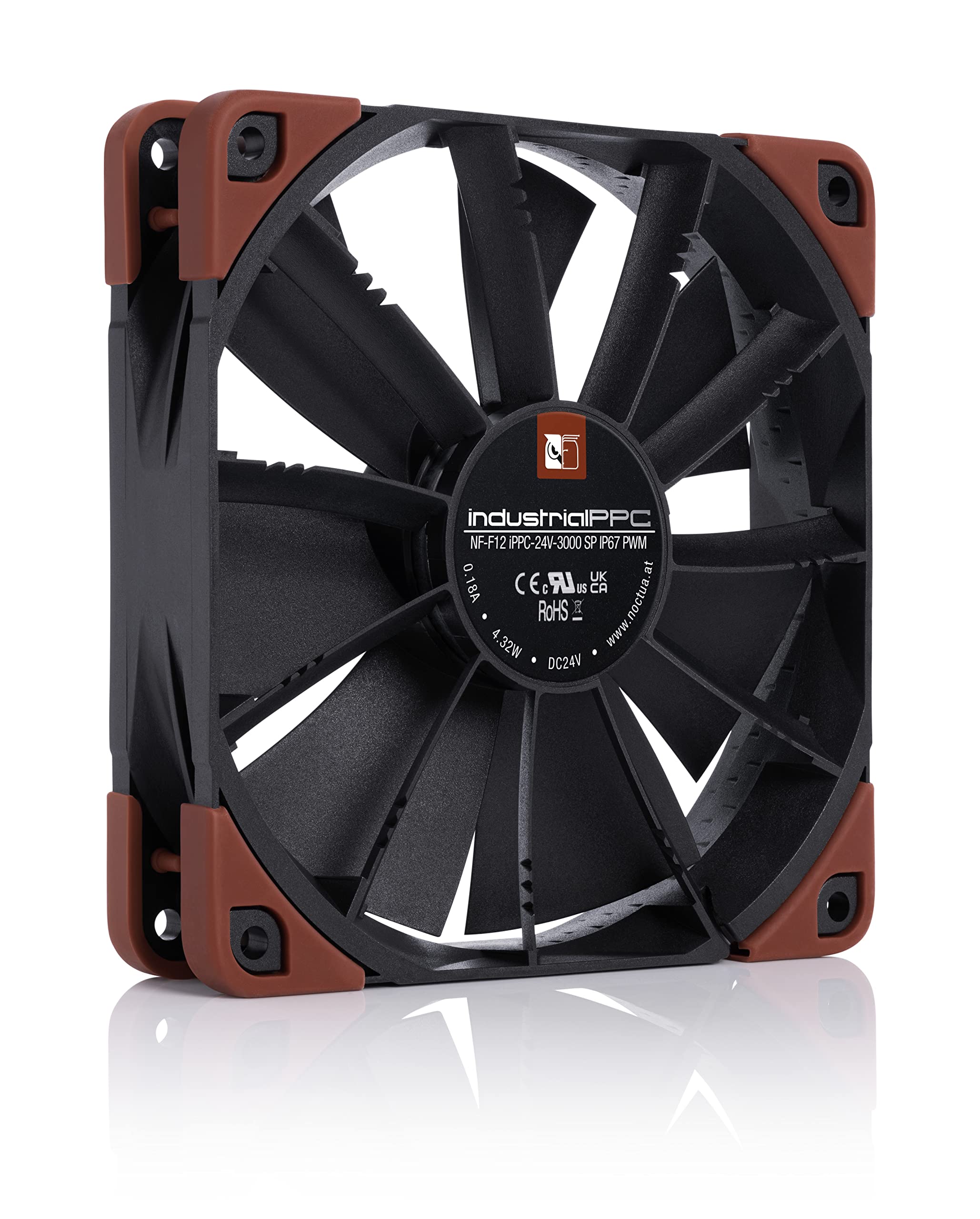 Noctua Nf-F12 Ippc-24V-3000 Sp Ip67 Pwm, Heavy Duty Cooling Fan, 4-Pin, 3000 Rpm, 24V Version (120Mm, Black)