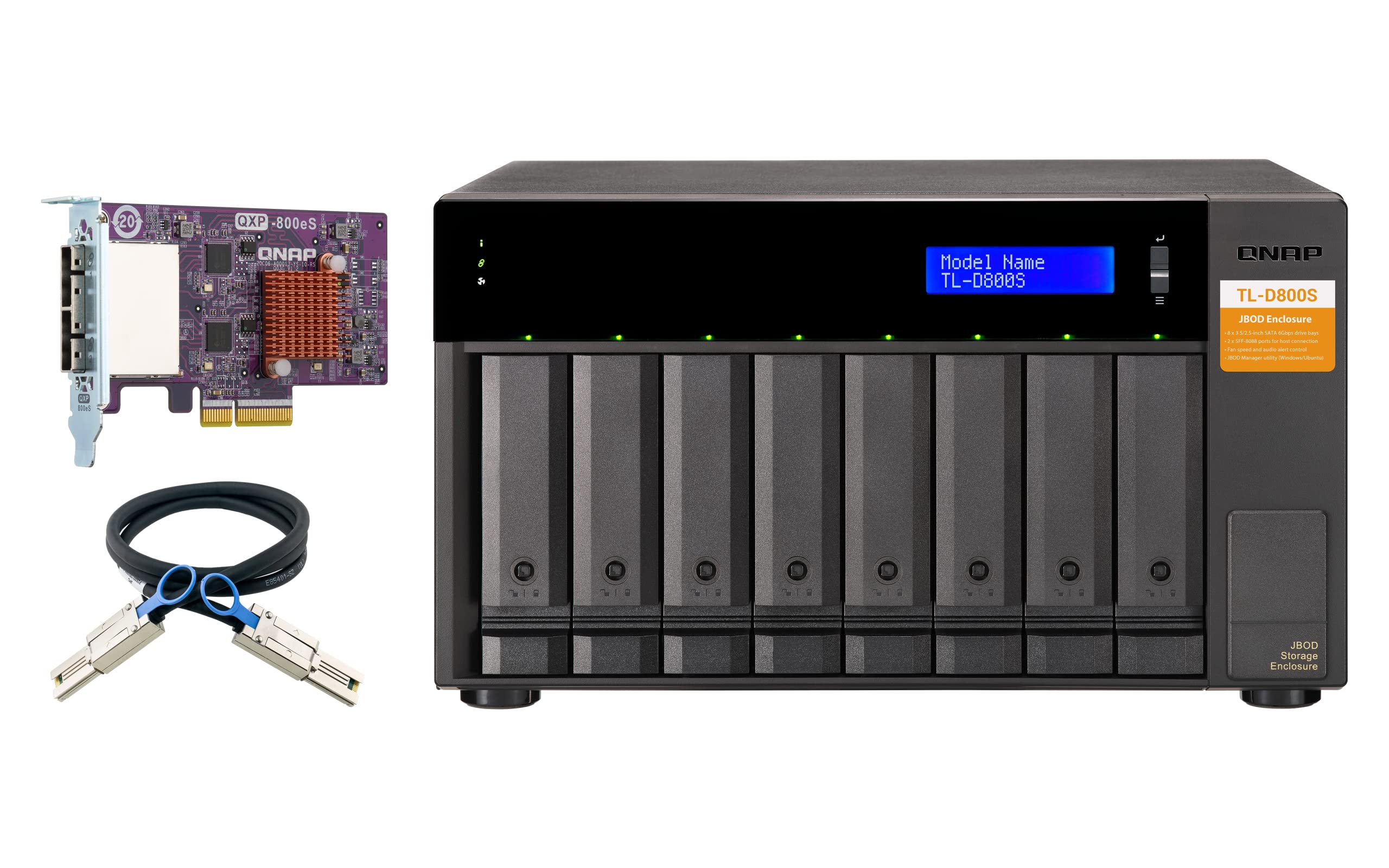 QNAP TL D800S 8 Bay SATA 6Gbps JBOD Storage Enclosure. PCIe SATA Interface Card (QXP 800eS A1164) Included