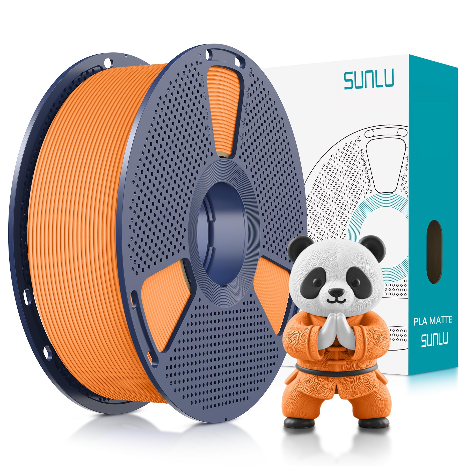 SUNLU PLA Matte 3D Printer Filament 1.75mm, PLA Filament 1kg Spool (2.2lbs), Dimensional Accuracy +/- 0.02mm, Matte Sunny Orange