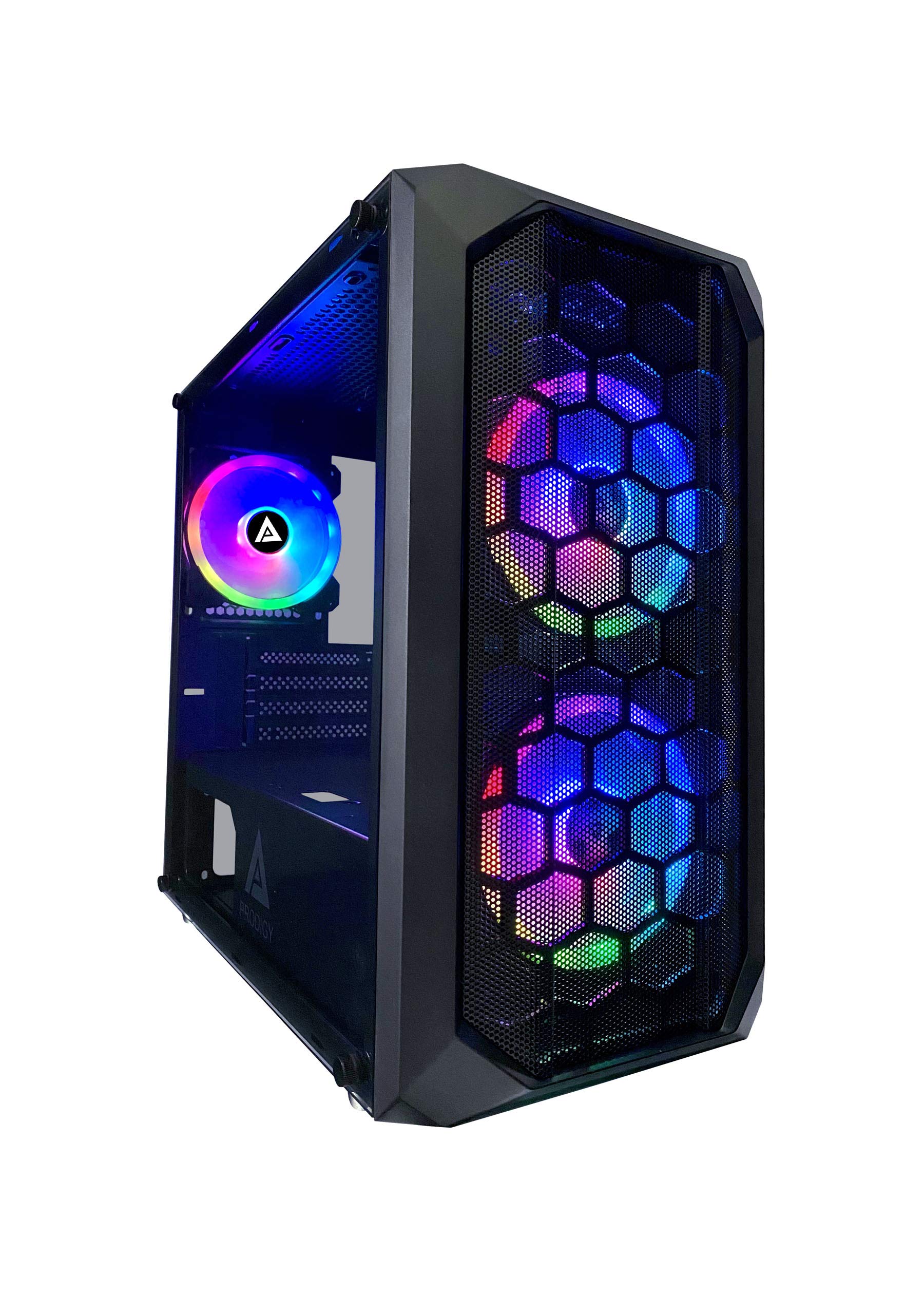 Apevia Prodigy Bk Micro Atx Gaming Case With 1 X Tempered Glass Panel, Top Usb3.0/Usb2.0/Audio Ports, 3 X Rgb Fans, Black Frame