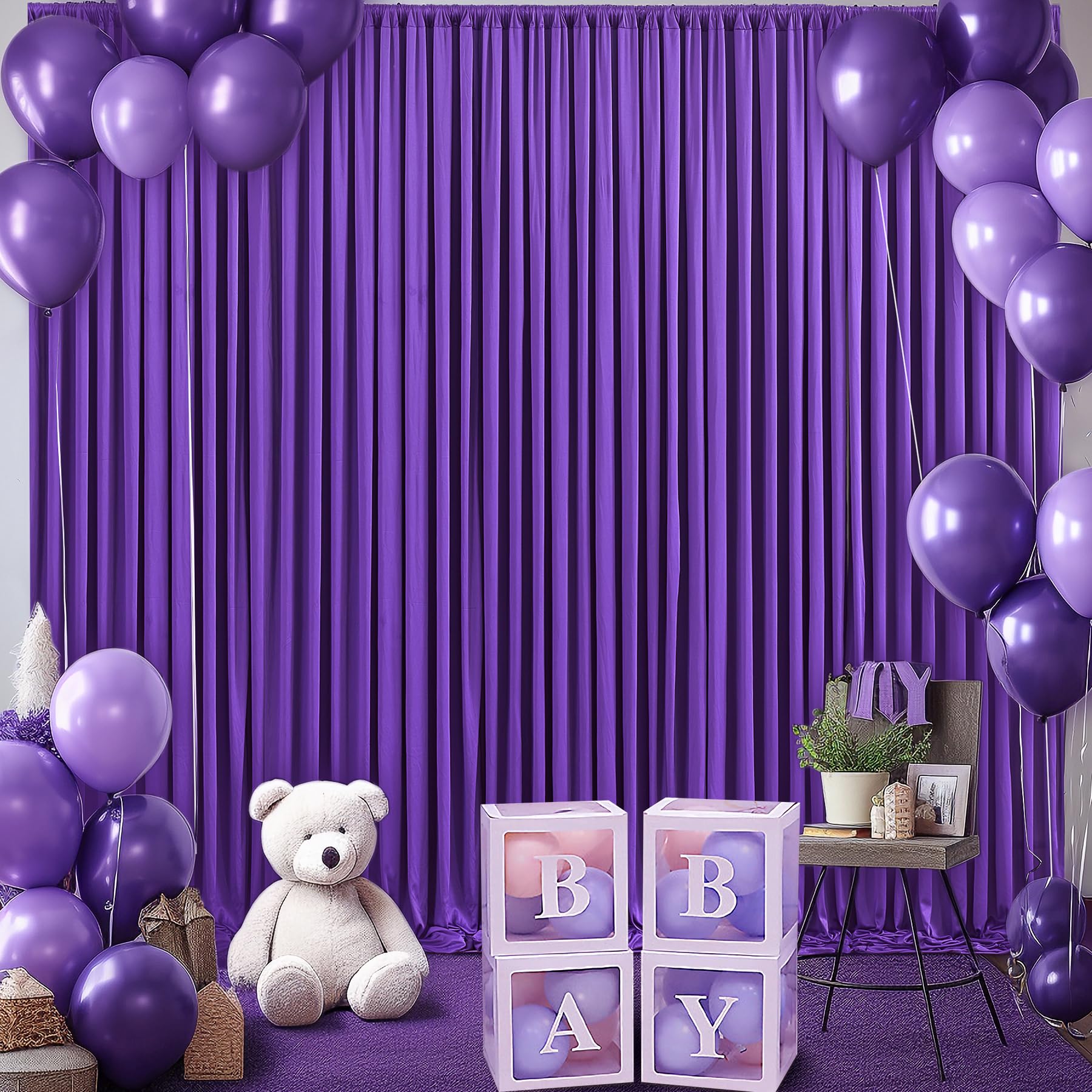 10Ft X 10Ft Purple Backdrop Curtain For Parties Purple Wrinkle Free Backdrop Drapes Panels For Wedding Mermaid Birthday Party Ba