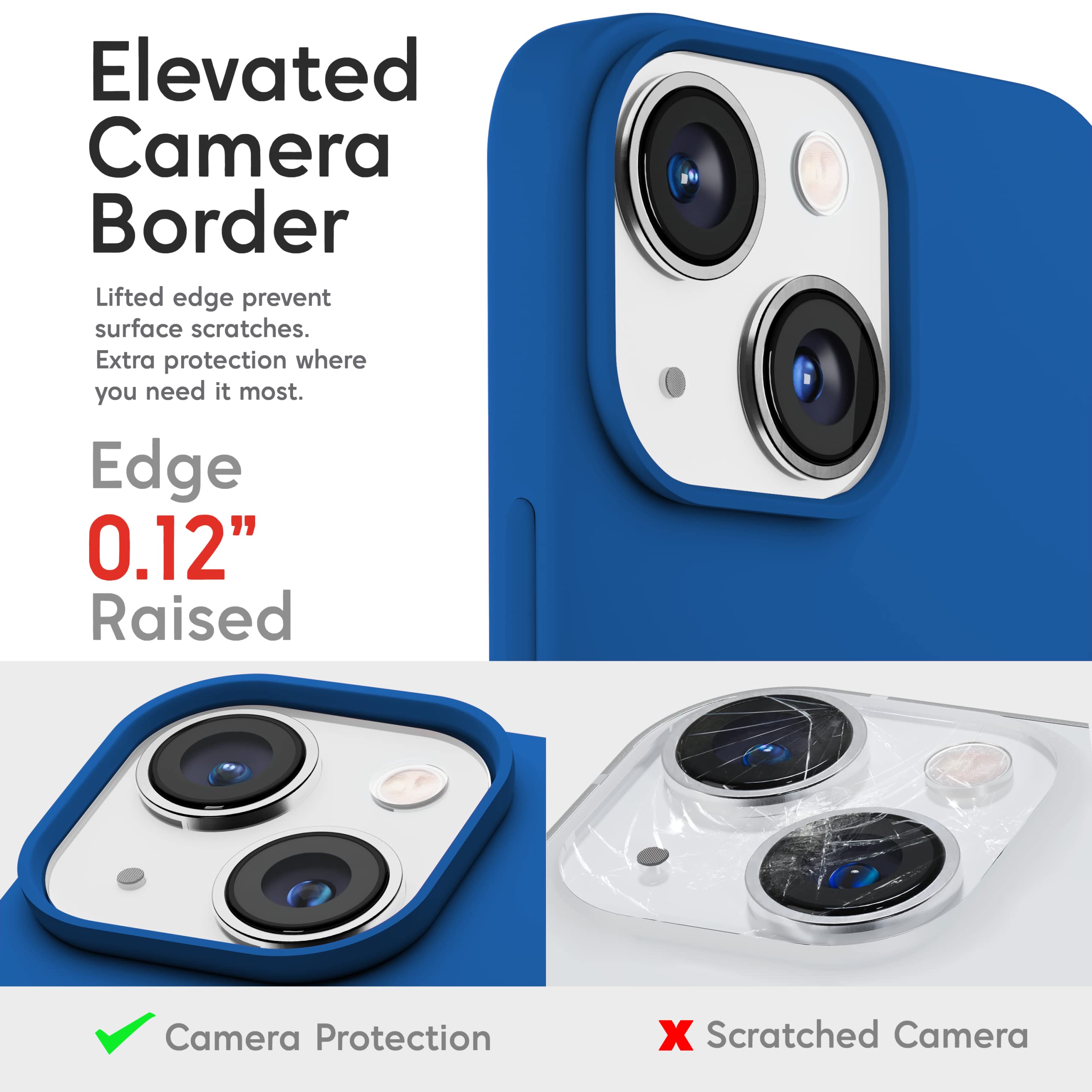 IceSword iPhone 13 Mini Silicone Case Shockproof Slim Gel with Microfiber Lining Blue 5.4 inch