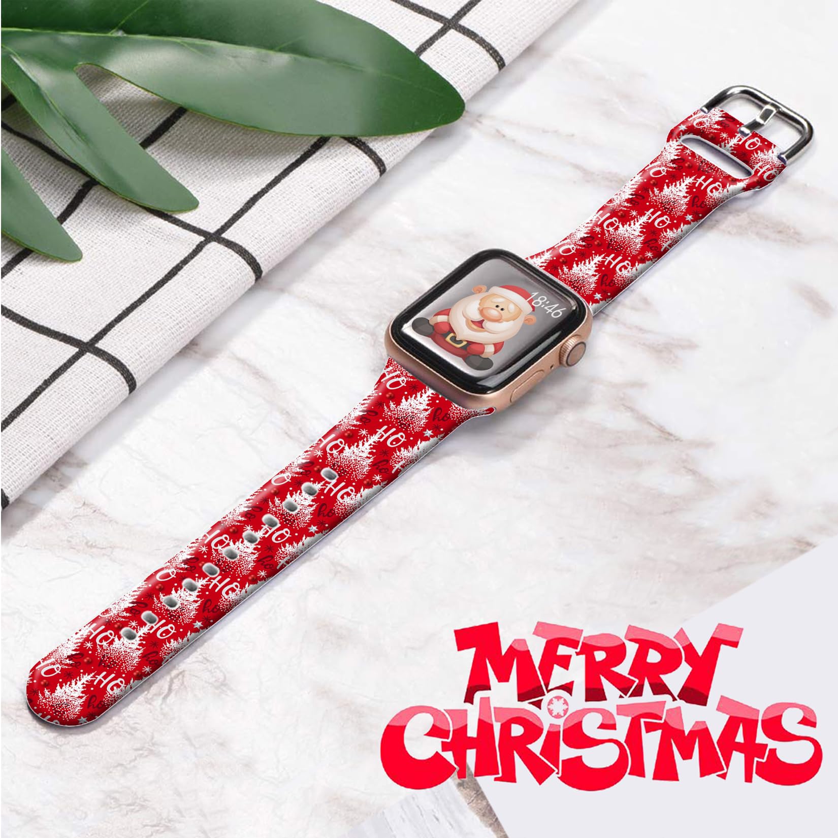 Ftfcase Holidays Christmas Watch Band Compatible With Apple Watch 41Mm 40Mm 38Mm, Soft Silicone Red Christmas Tree Sport Strap R