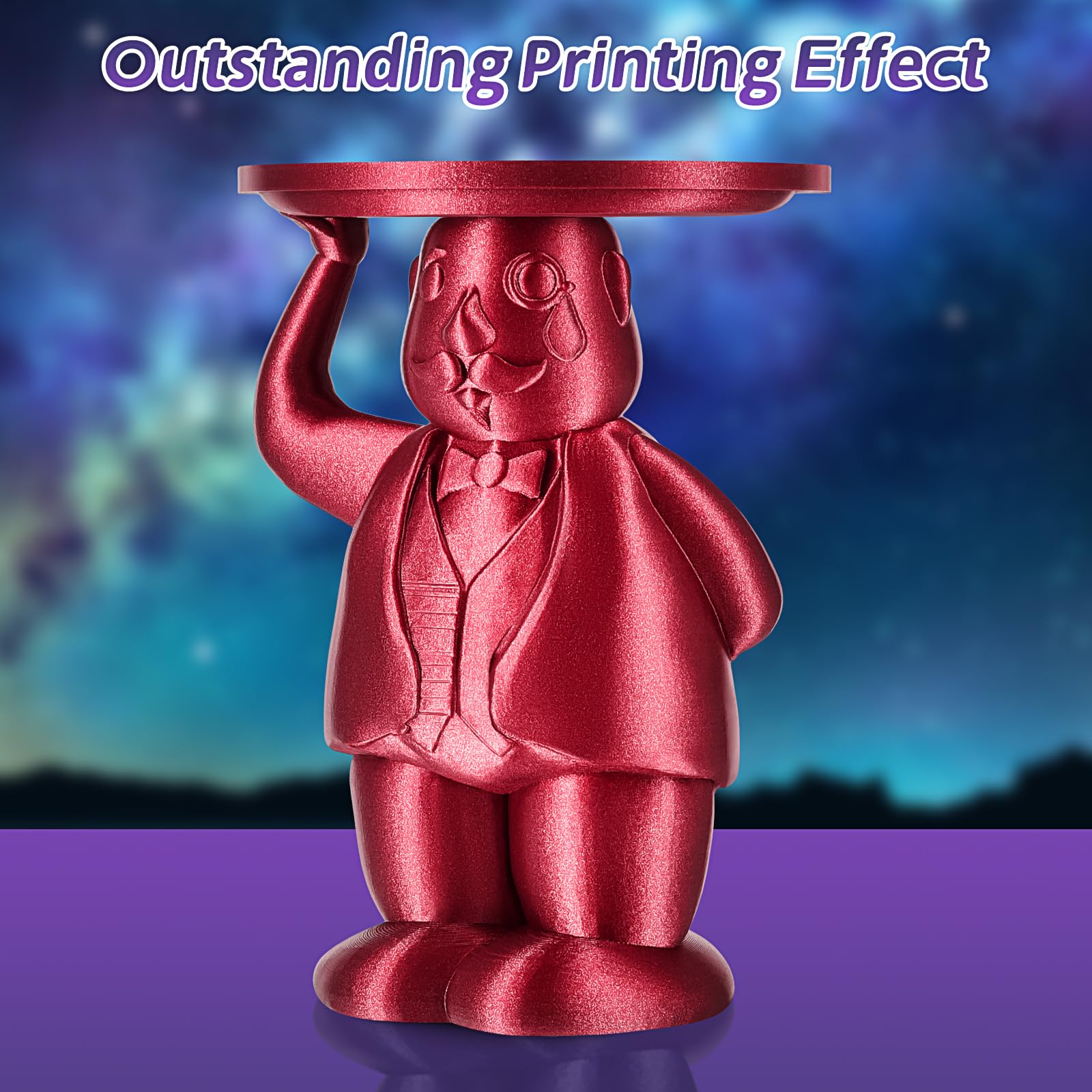 Eryone Sparkly Glitter Shining Pla Filament For 3D Printer, 1.75Mm +/ 0.03Mm, 1Kg(2.2Lbs)/Spool, Red