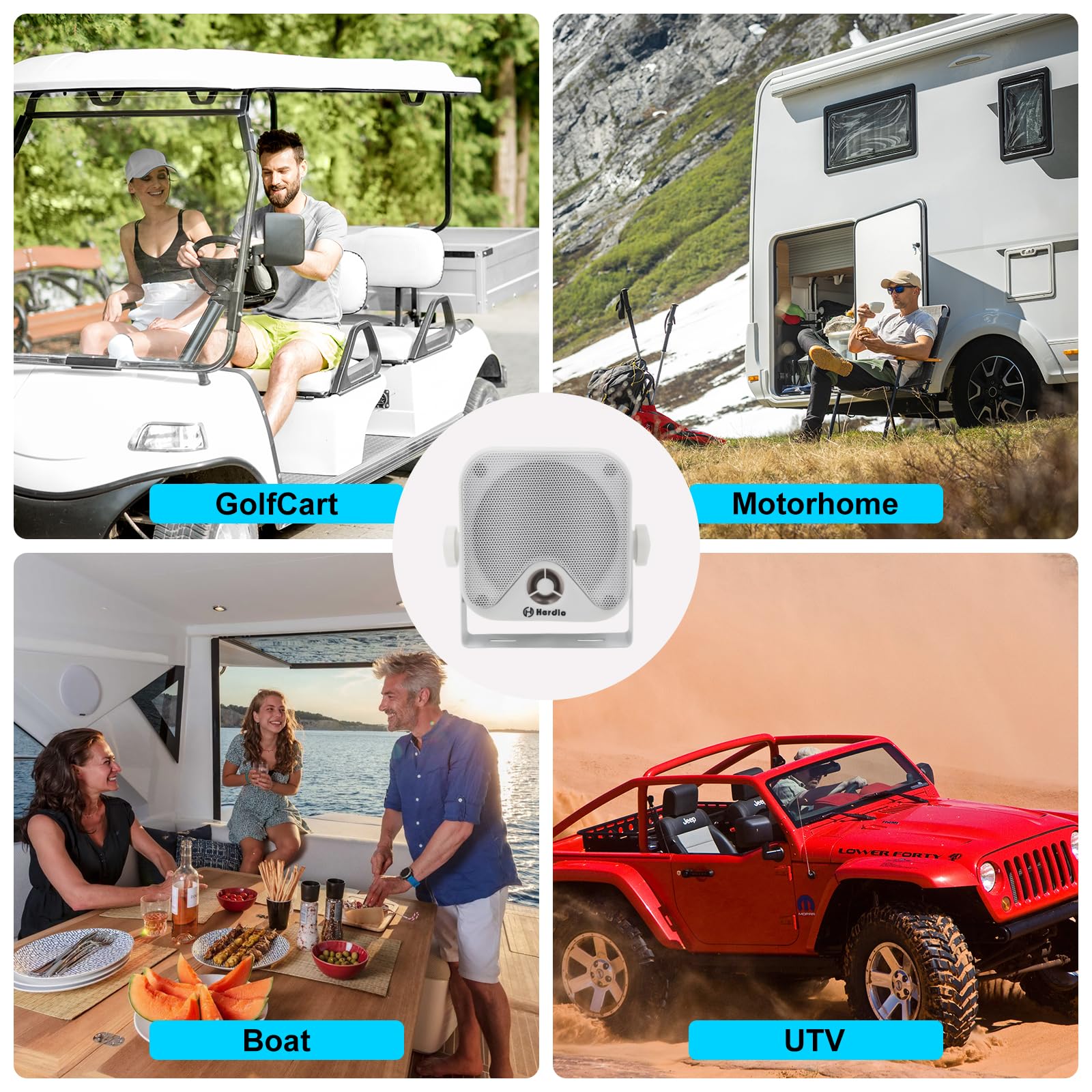 Herdio 4 Inches Heavy Duty Waterproof Boat Marine Box Outdoor Speakers Surface Mounted For Skid Steer Atv Utv Rzr Rv Golf Cart T