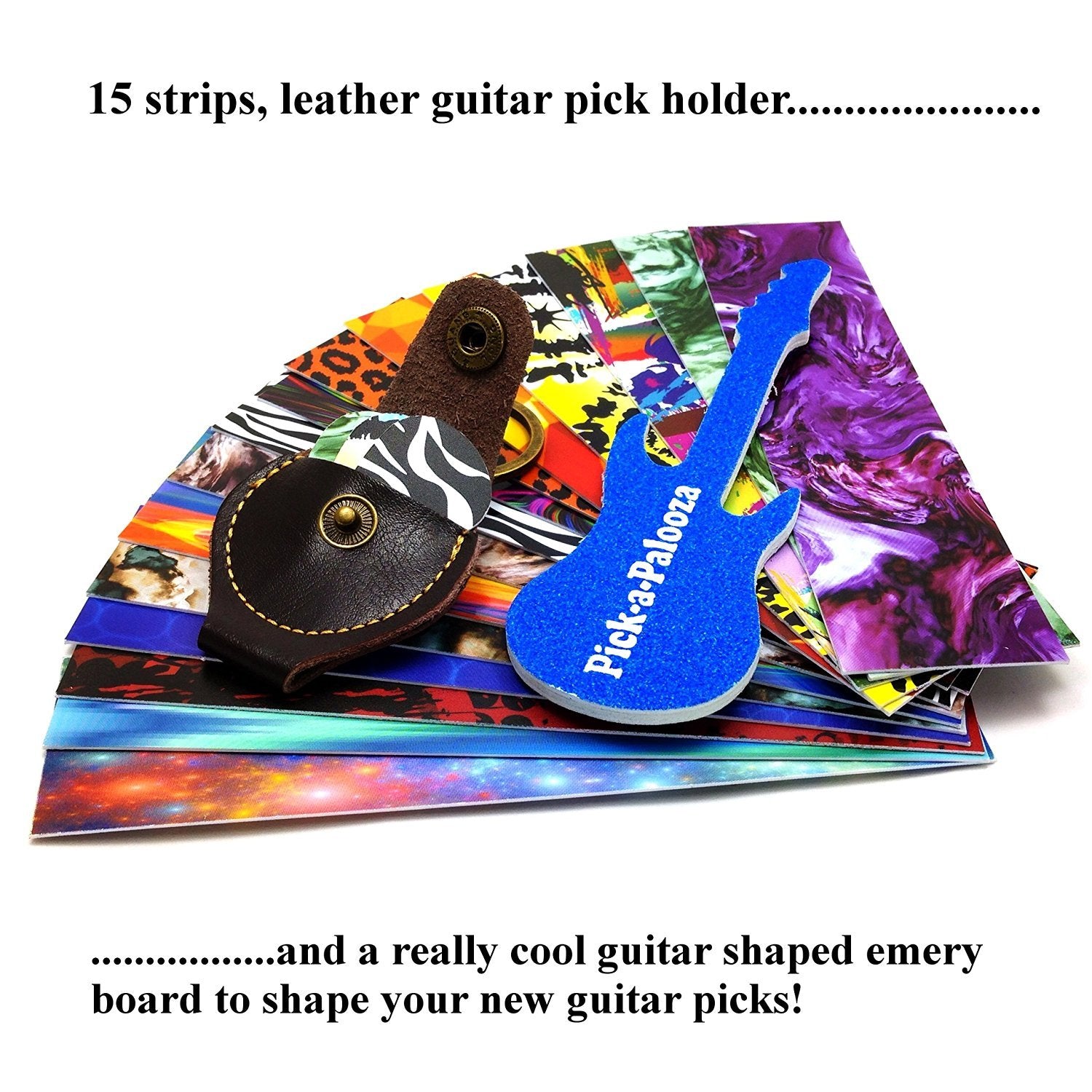 Pick A Palooza Diy Guitar Pick Punch Mega Gift Pack   The Premium Guitar Pick Maker   Includes Leather Key Chain Pick Holder, 15