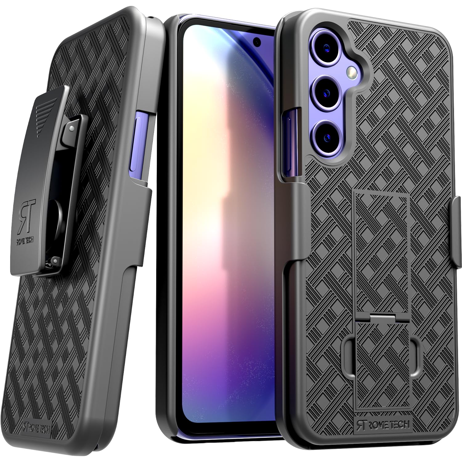 For Samsung Galaxy A54 5G Case With Belt Clip Holster, Kickstand Slim Cover Phone Case For Galaxy A54 5G   Black