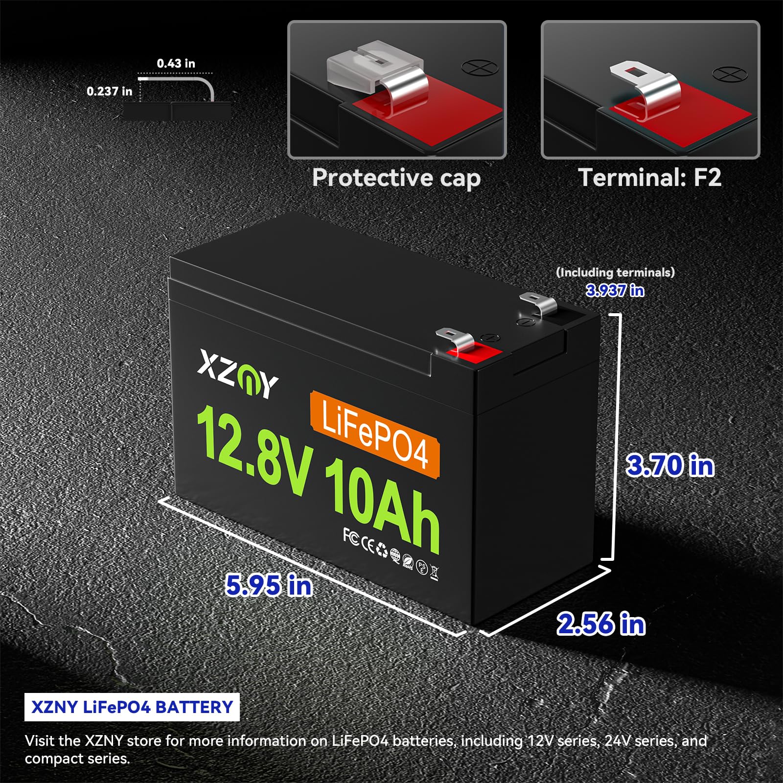 Xzny 12V 10Ah Lifepo4 Battery, 4000+ Cycles 12V 10Ah Lithium Battery Built-In 10A Bms, 12 Volt 10Ah Battery Perfect For Ham Radi