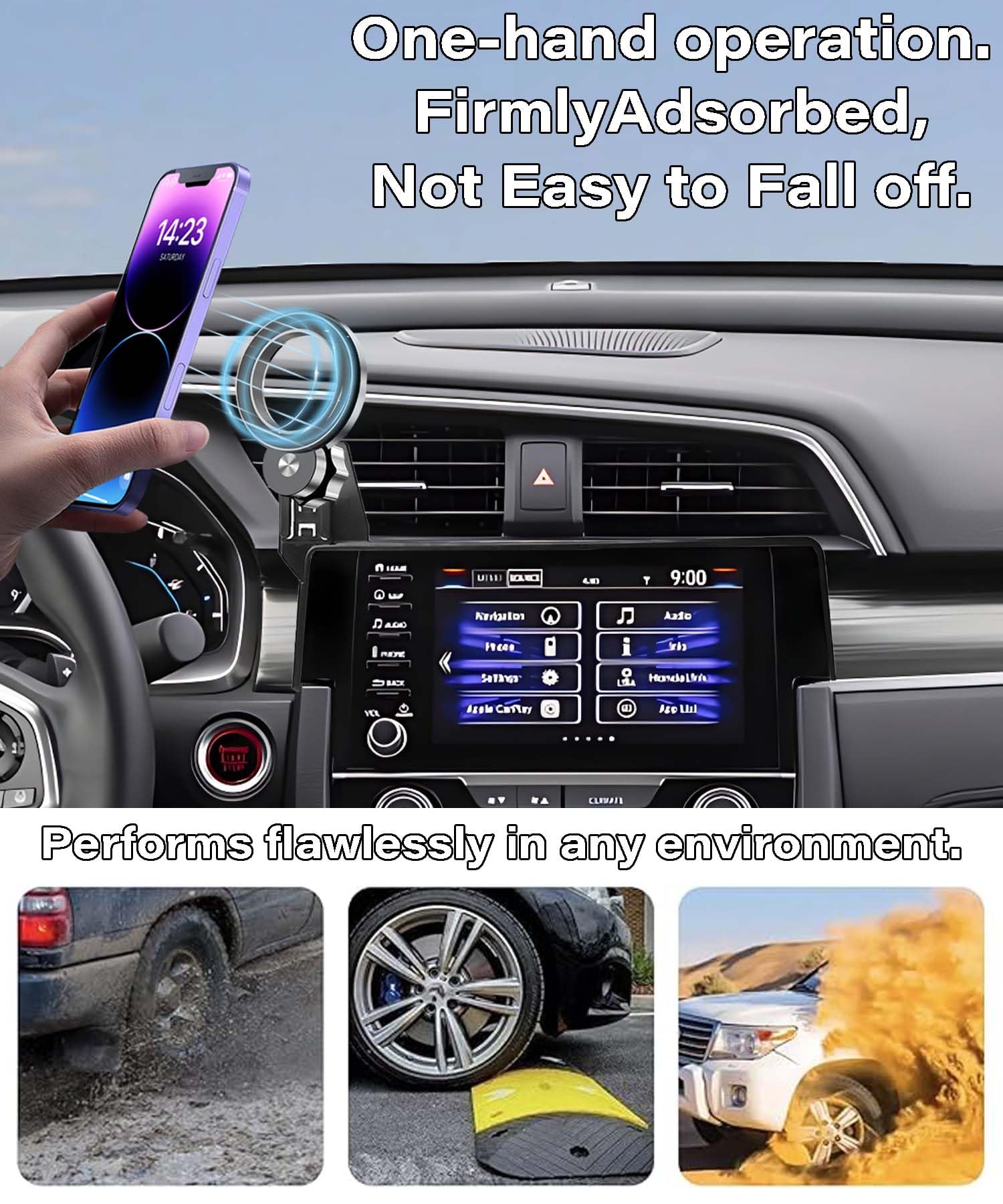 Abeeygeomarn Car Phone Holder For Honda Civic 2016-2021 Accessories Apply To 5/7 Inch Touch Screen Fixed Clip Magnetic Cell Phon