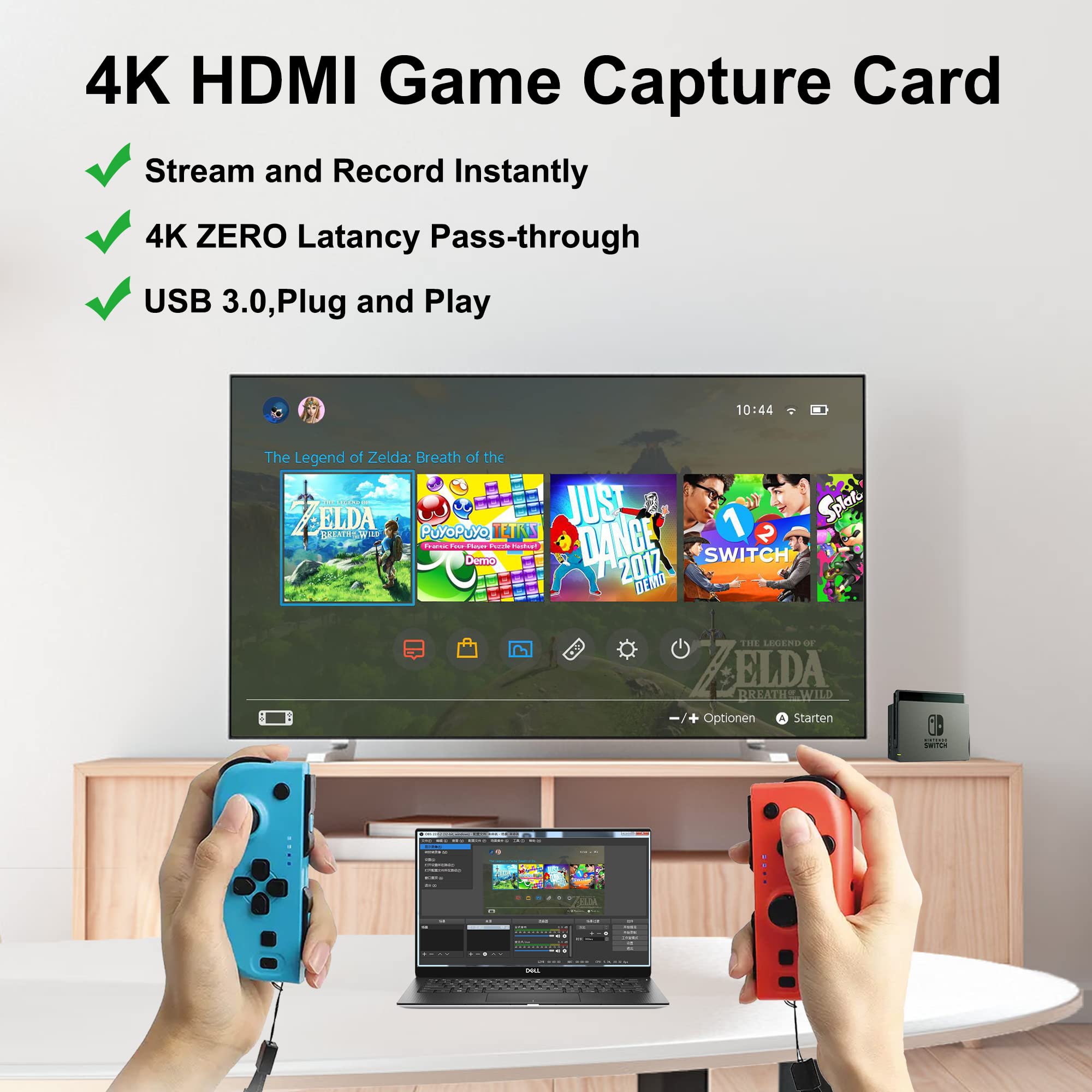 4K Hdmi Capture Card For Streaming, Full Hd 1080P 60Fps Usb Cam Link Game Audio Video Capture Card Nintendo Switch/Ps5/3Ds/Xbox/