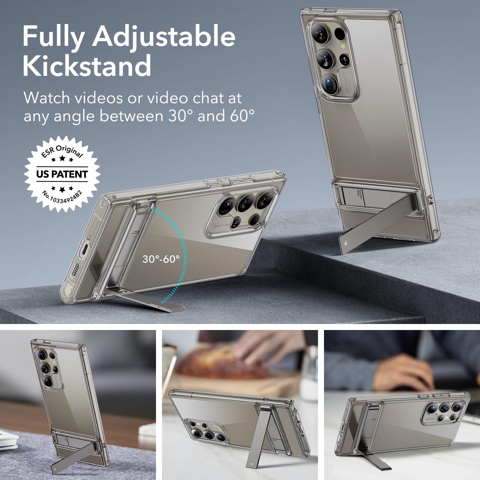 Esr For Samsung Galaxy S24 Ultra Case, With Kickstand 3 Stand Modes, Military Grade Drop Protection Shockproof, Slim Fit For S24