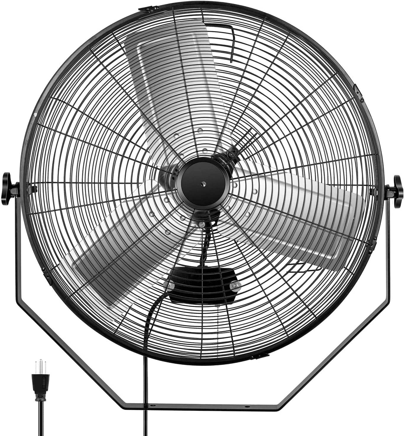 Simple Deluxe 24 Inch Industrial Wall Mount Fan, 3 Speed Commercial Ventilation Metal Fan For Warehouse, Greenhouse, Workshop, P