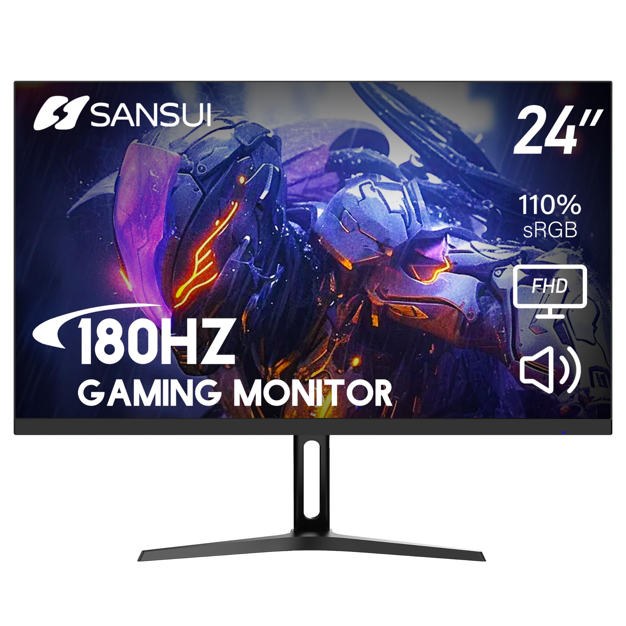Sansui 24 Inch Gaming Monitor 180Hz 3Ms Computer Monitor With Built In Speakers Fhd 1080P Adaptive Sync 110% Srgb Dpx1 Hdmix2 Po
