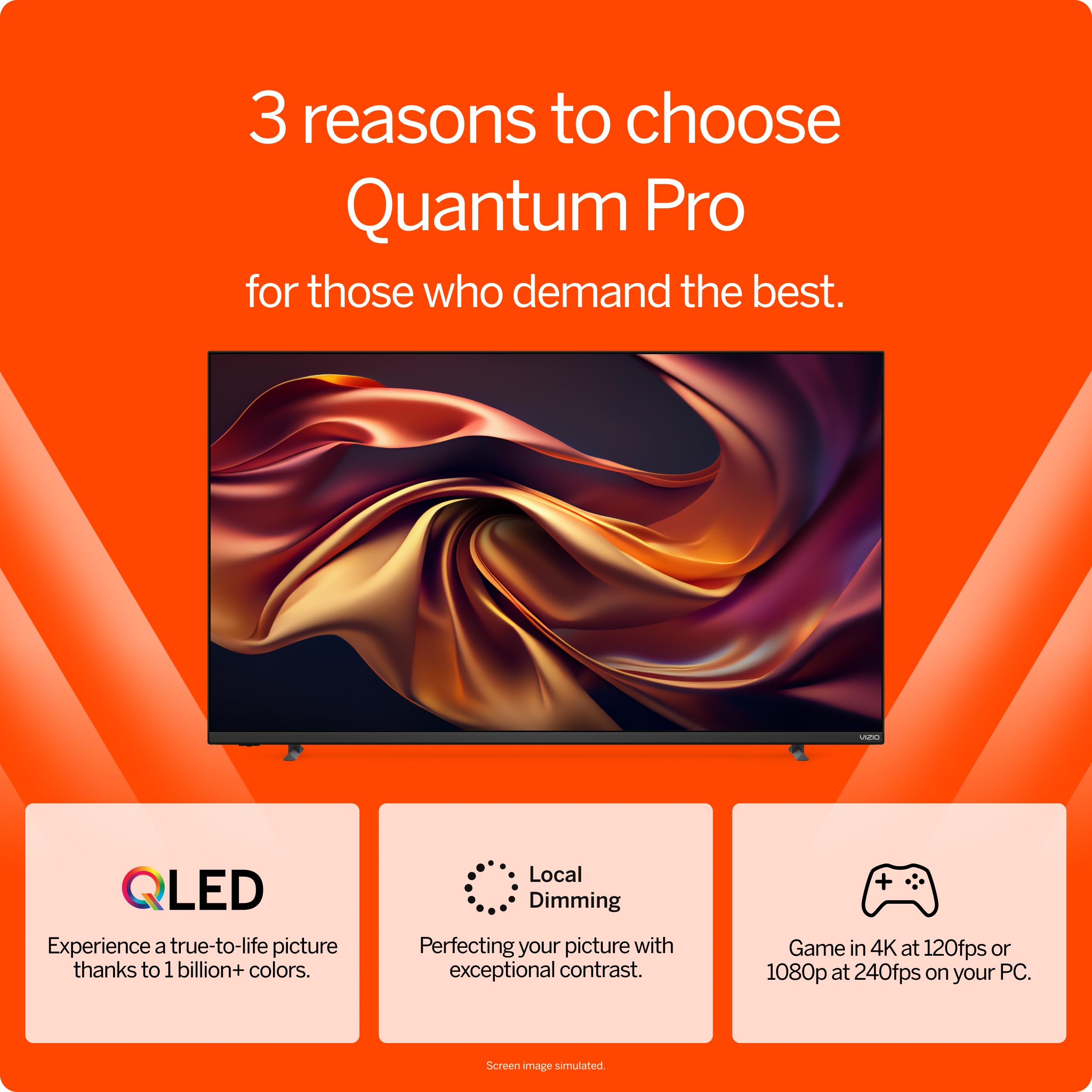 Vizio 50-Inch Quantum Pro 4K 120Hz Qled Hdr10+ Smart Tv With Dolby Vision, Active Full Array, 240Hz @ 1080P Pc Gaming, Wifi 6E,