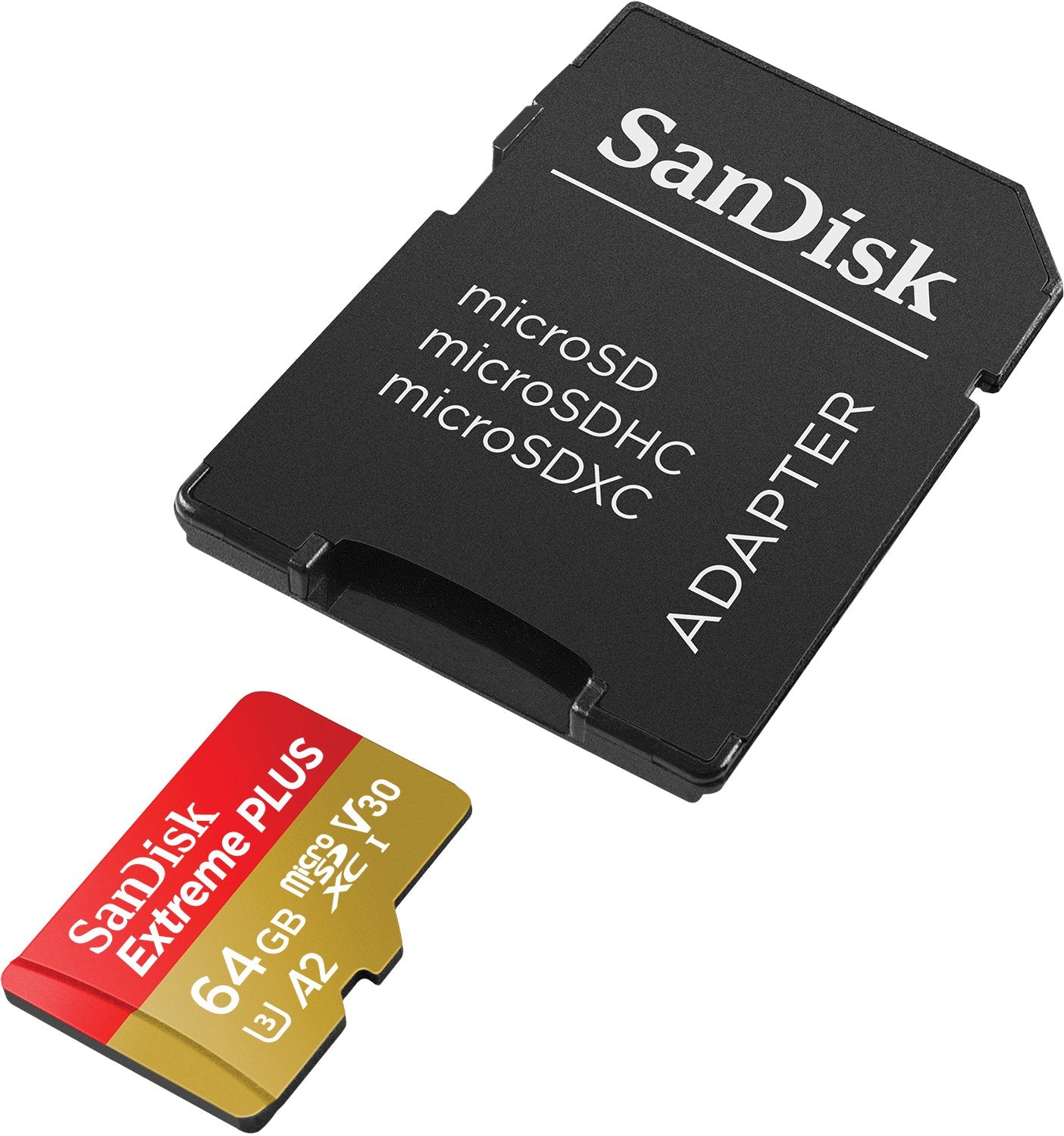 Sandisk Extreme Plus 64 Gb Microsdxc Memory Card + Sd Adapter With A2 App Performance Up To 170 Mb/S, Class 10, U3, V30