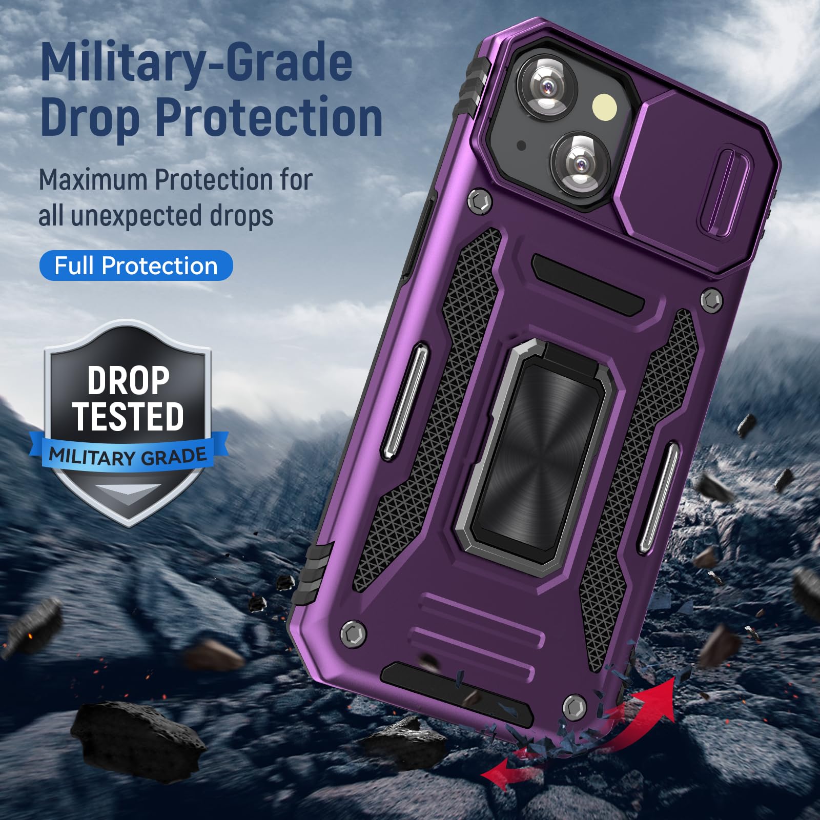 Sefing Case For Iphone 15 Plus Iphone Case Iphone 15 Plus Phone Case With Camera Lens Cover, With Ring Holder Kickstand, Fit Mag