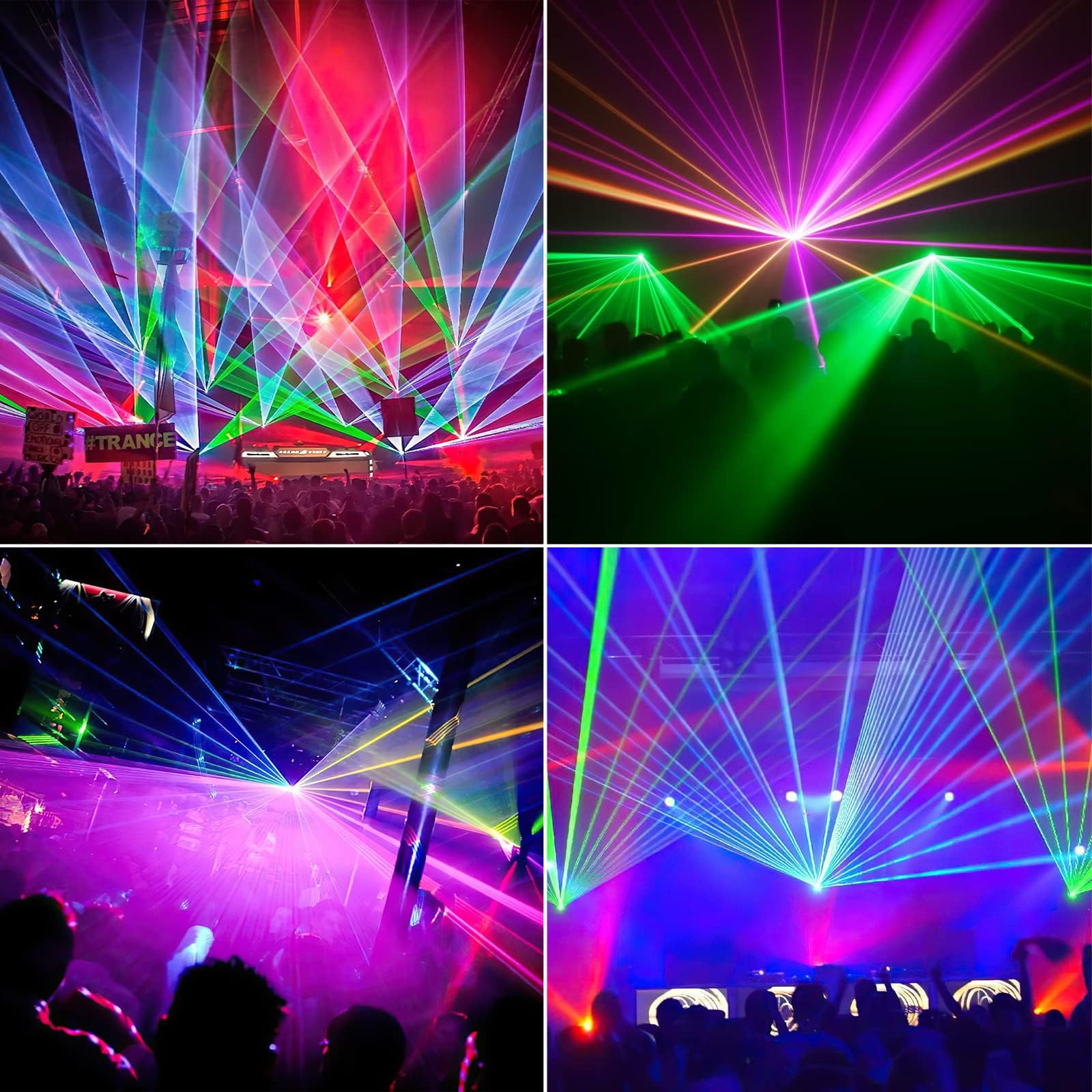 U`King Stage Light DJ Laser Light, 5 Beam RGBYC LED Projector, Sound Activated, DMX, 1 Pack, Aluminum Alloy