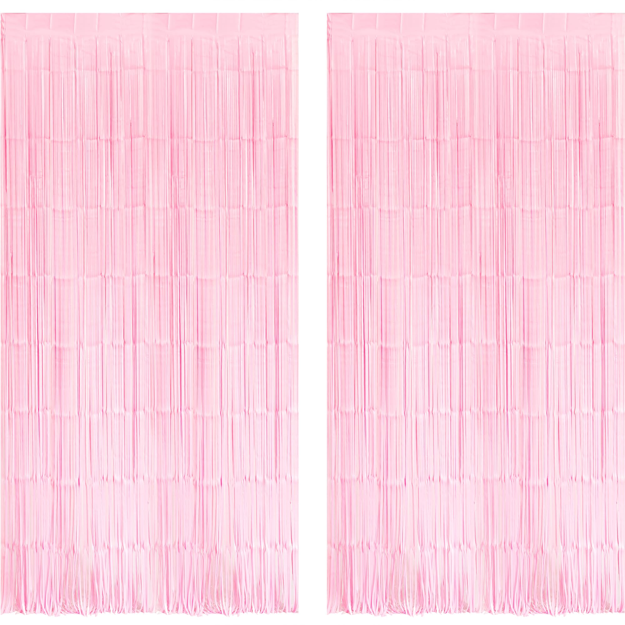 Braveshine Macaron Pink Foil Fringe Curtains Tinsel Backdrop   Photo Booth Streamer Metallic Party Supplies For Girls' Pastel Bi