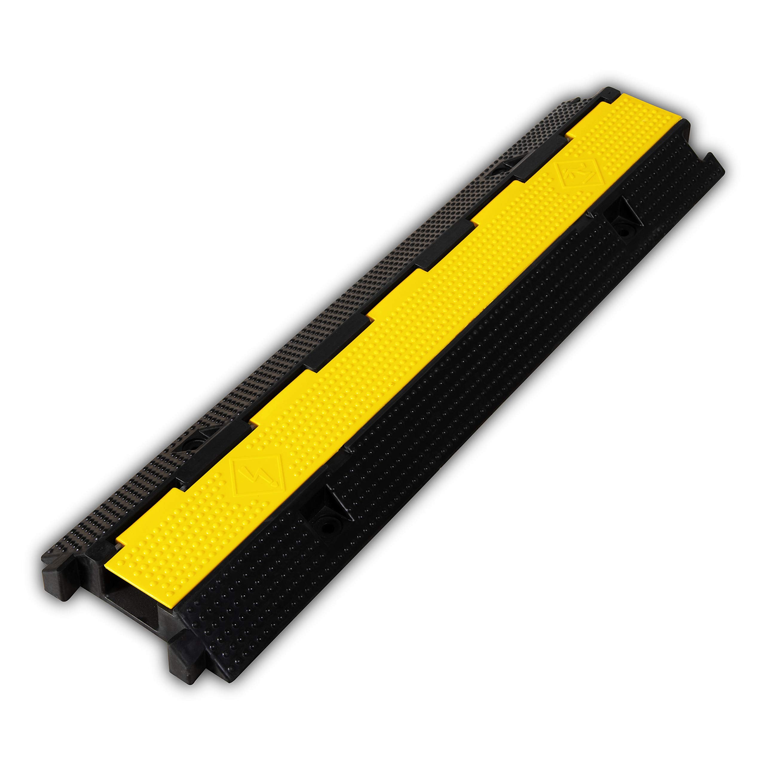 F Come 1 Pack Rubber Cable Ramp Hose Cable Protector Ramp 1 Channel 22000Lbs Load Capacity Traffic Speed Bump Wires Power Lines
