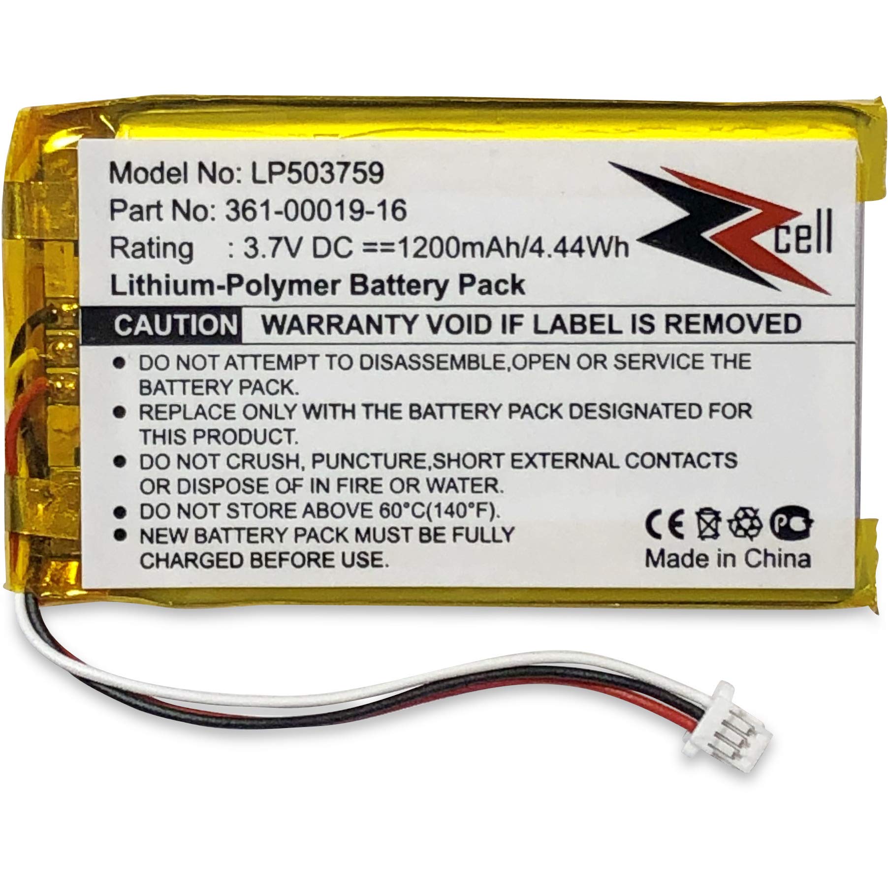 Zzcell� Battery Compatible For Garmin 361 00019 16, 361 00019 12, Garmin Nuvi 1300, 1340T Pro, 1350, 1350T, 1370, 1370T, 1375T, 1390, 1390T, 1490 (1) (Please Check Part Number Before Purchase)