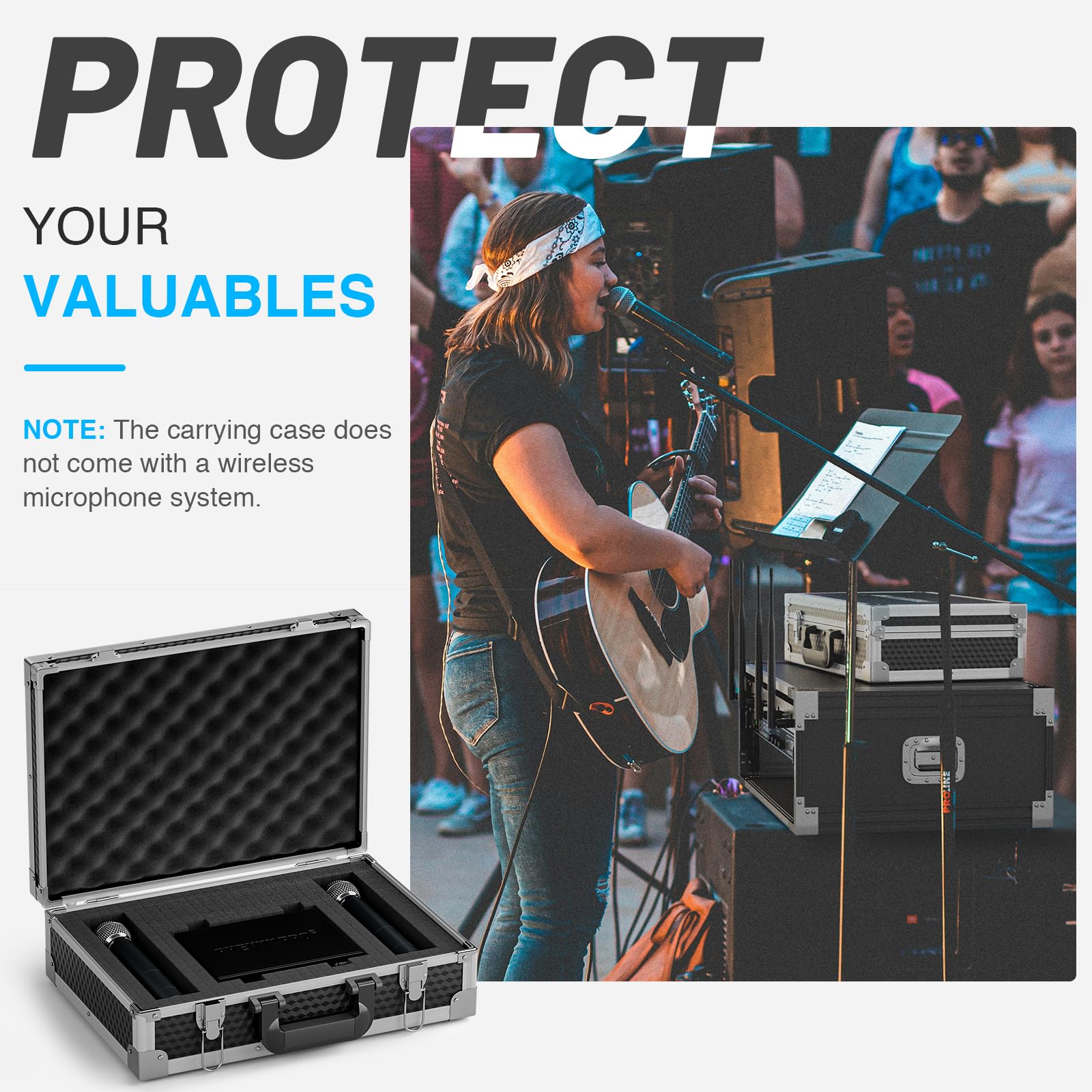 Phenyx Pro Medium Size Carrying Case, Customizable Pre Diced Foam, Aluminum Alloy Sturdy Build, Suitable For Wireless Mic System
