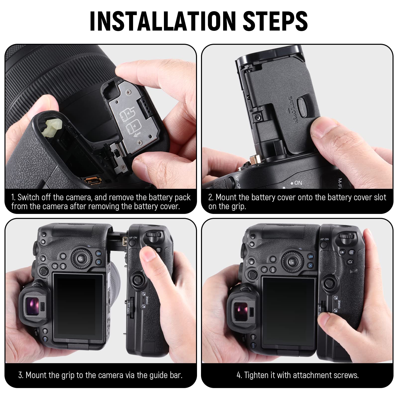 Neewer Battery Grip Replacement For Bg R10 Compatible With Canon Eos R5 R5C R6 R6 Mark Ii Mirrorless Cameras, Powered By Lp E6/L