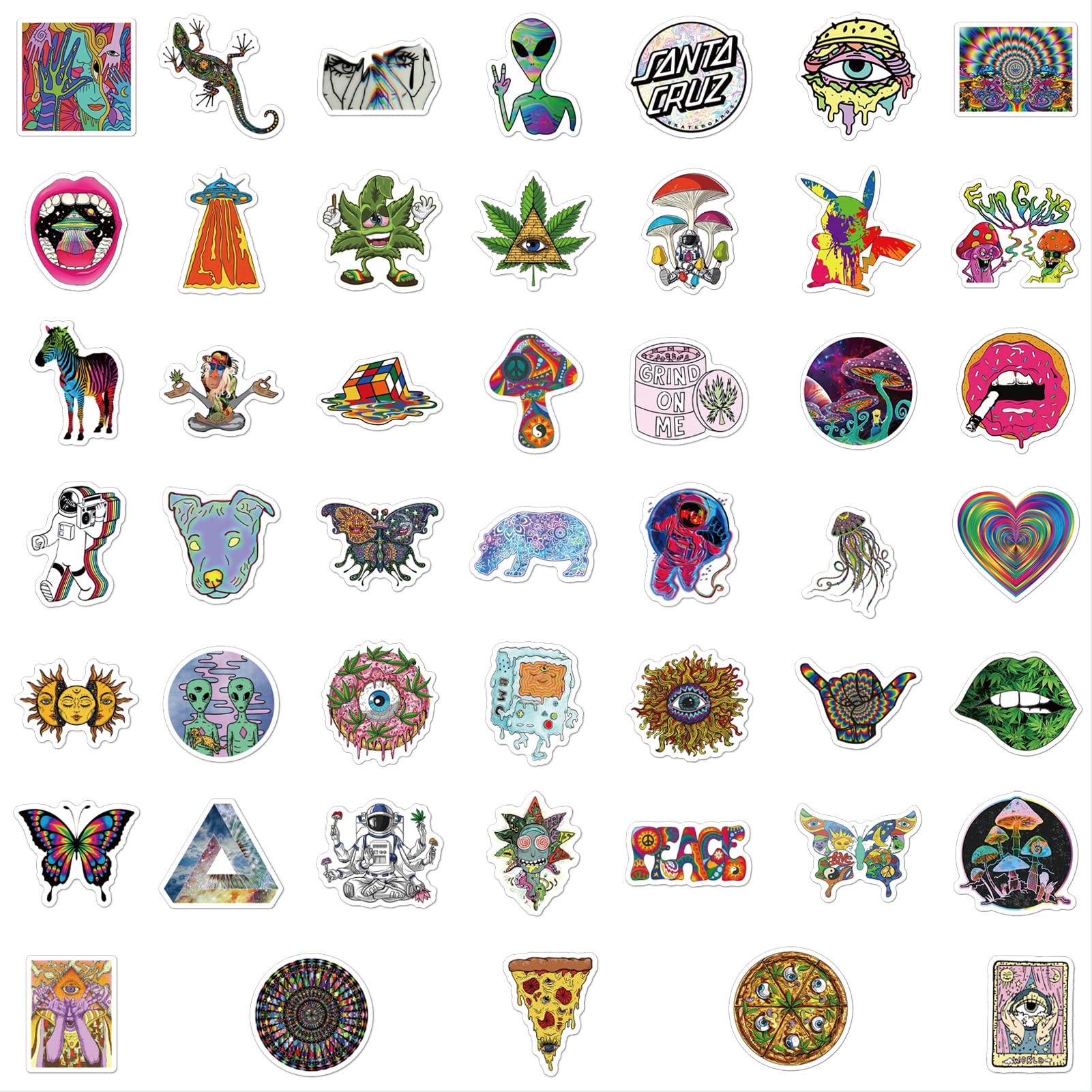 Baslaky Trippy Stickers   100Pcs, Psychedelic Vinyl Waterproof Decals For Adults, Cool Hippie Decor For Laptops, Water Bottles,