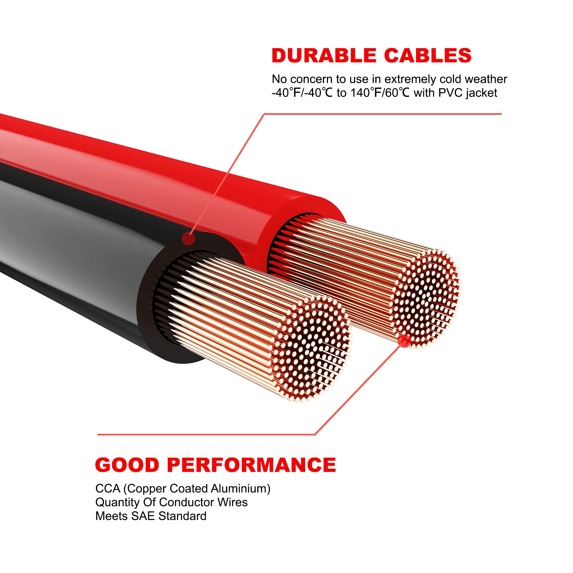 Aweltec Jumper Cables 4 Gauge 25 Feet Battery Jumper Cables For Car  40? To 140?   Heavy Duty Booster Cables With Carry Bag, Saf