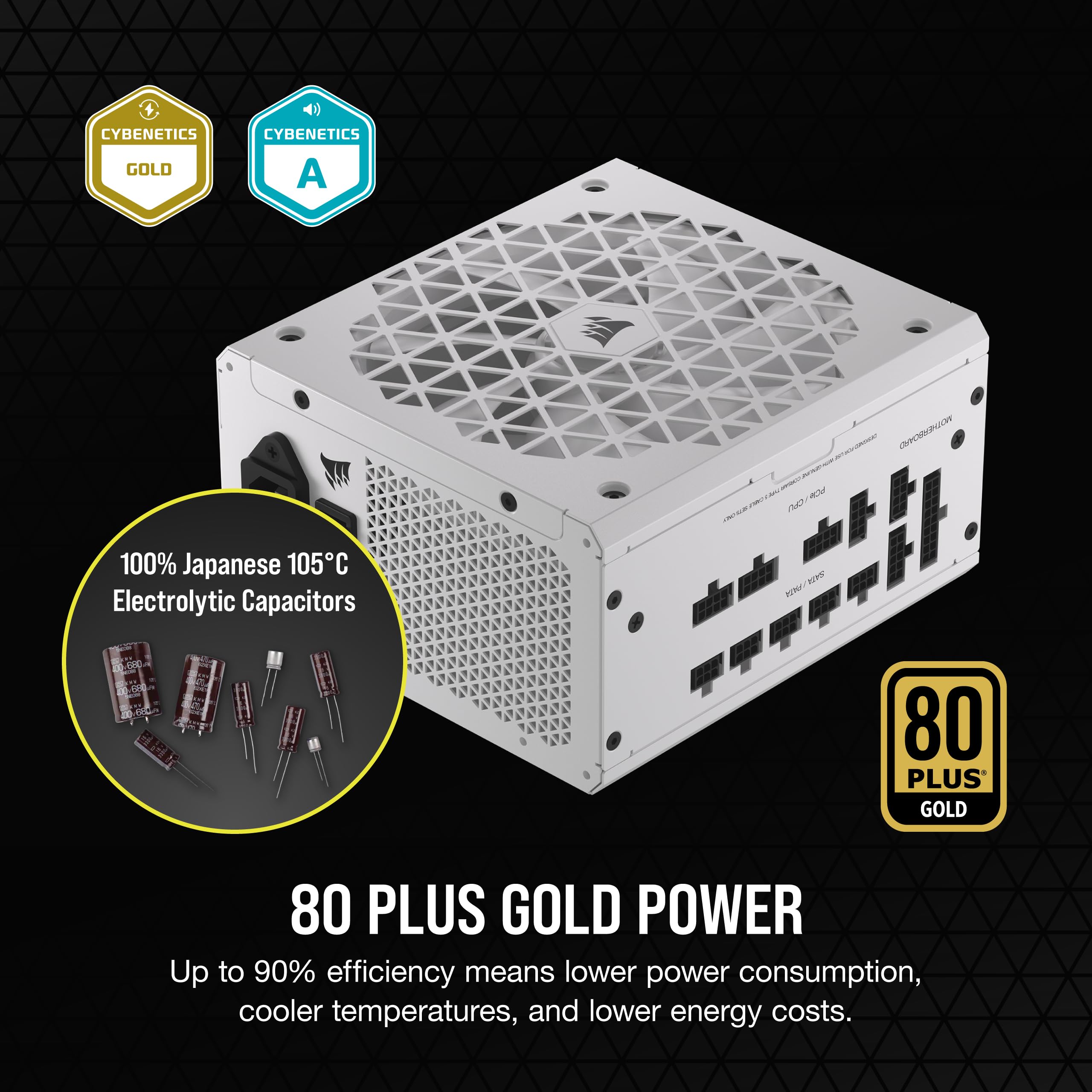 Corsair Rm850X Shift Fully Modular Atx Power Supply - 80 Plus Gold - Atx 3.0 - Pcie 5.0 - Zero Rpm - Modular Side Interface - Wh