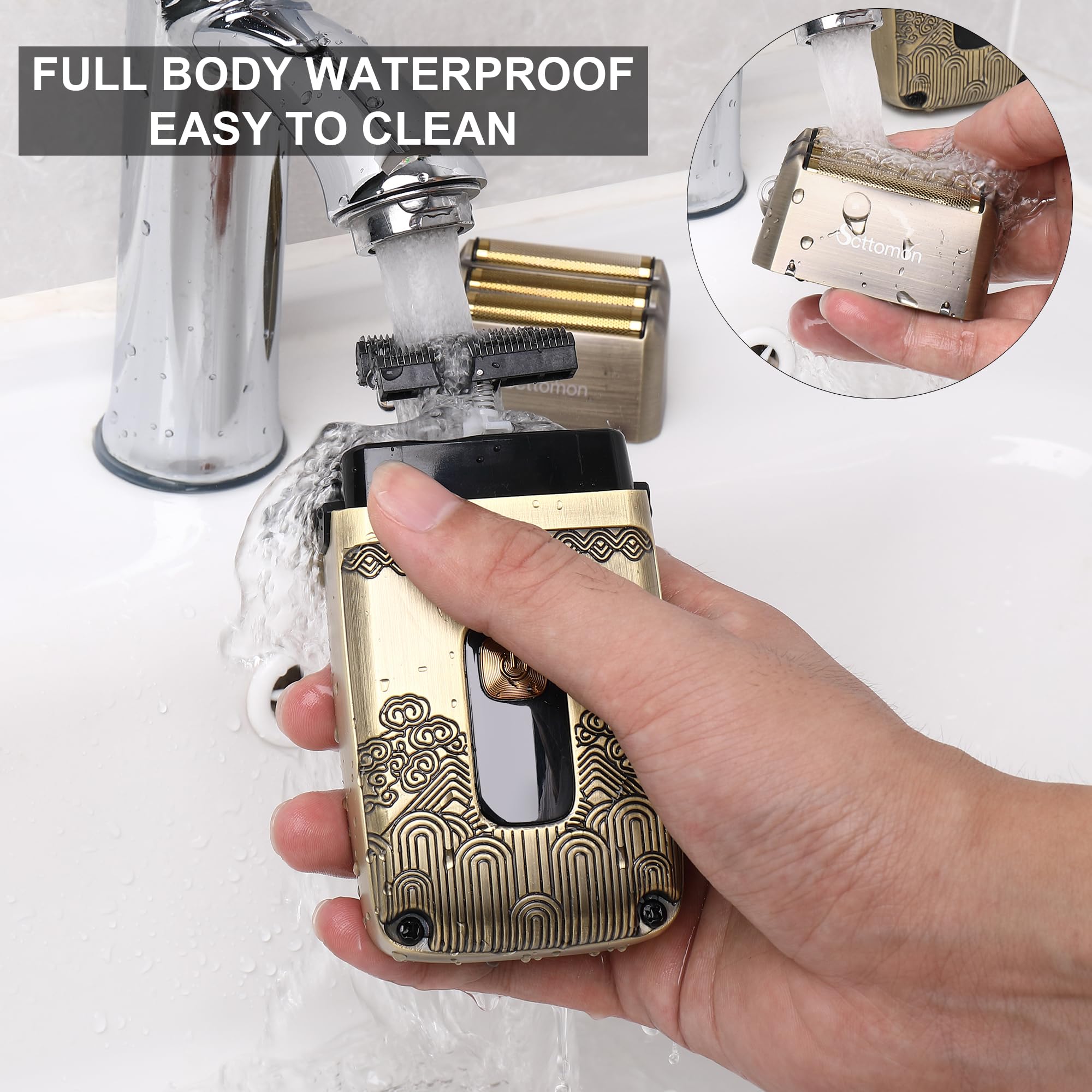 Scttomon Electric Razor Shavers For Men Razor Shaver Electric Rechargeable Shavers Triple Blades Travel Shaver Waterproof Profes