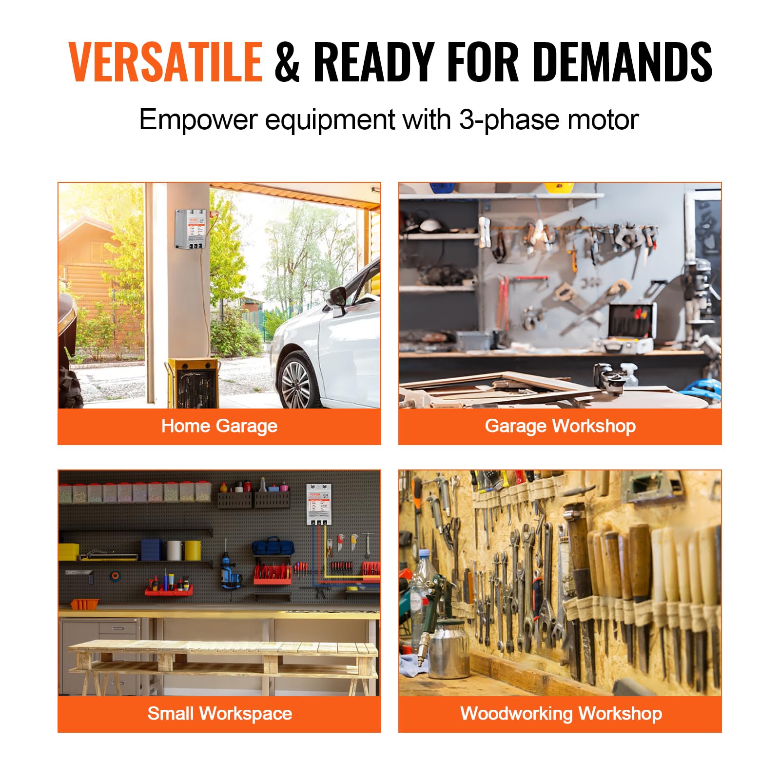 Vevor Single Phase To 3 Phase Converter   10Hp 30A 220V 240V Input/Output Digital Phase Shifter For Residential & Light Commerci