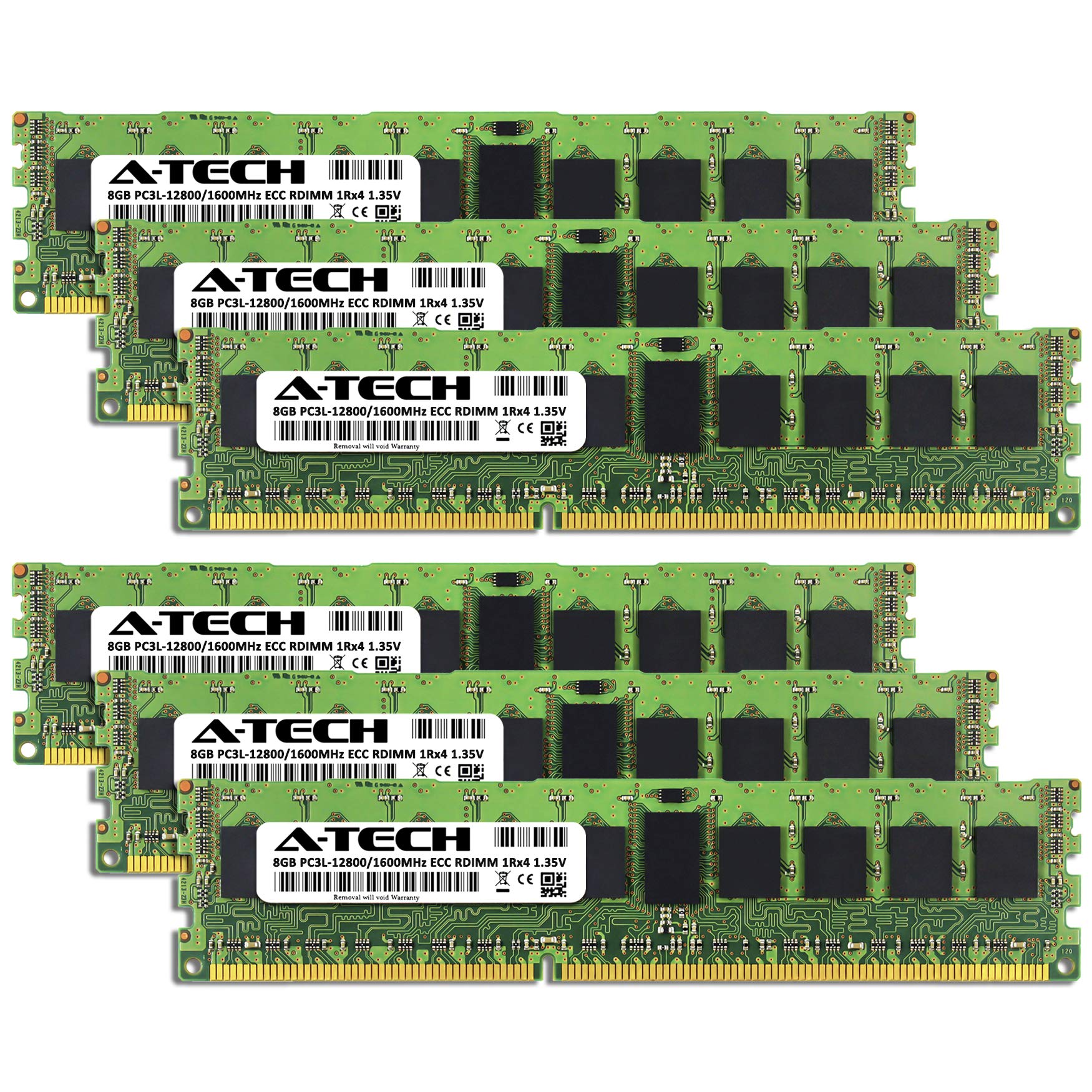 A Tech 48Gb Kit (6X8Gb) Ddr3/Ddr3L 1600Mhz Pc3L 12800R Ecc Rdimm 1Rx4 Single Rank 1.35V Ecc Registered Dimm 240 Pin Server Ram M