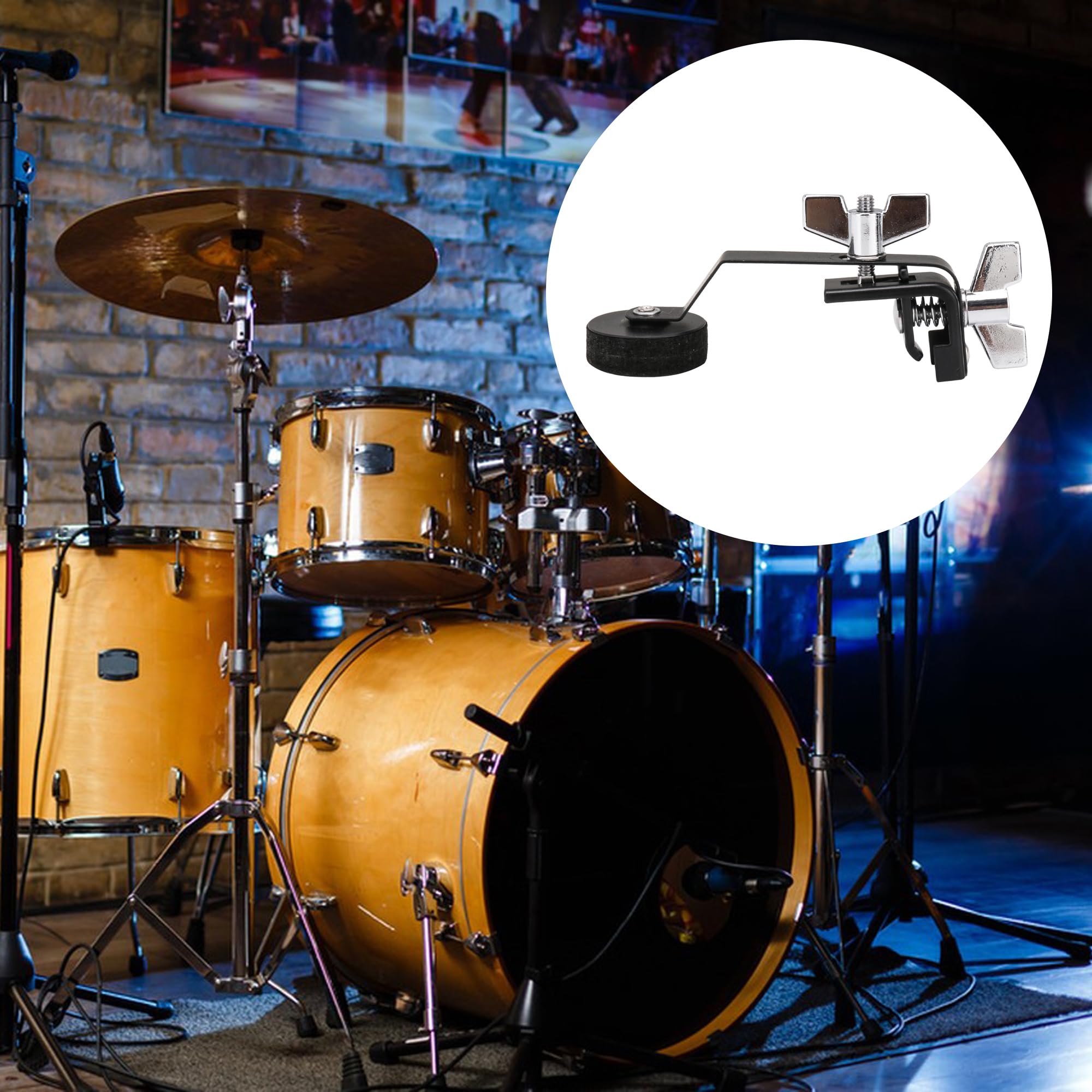 Lovermusic 2Pcs Metal Drum Damper Mute Silencer Muffler Clamp On Tone Control For Snares Tom Drum Accessories Black