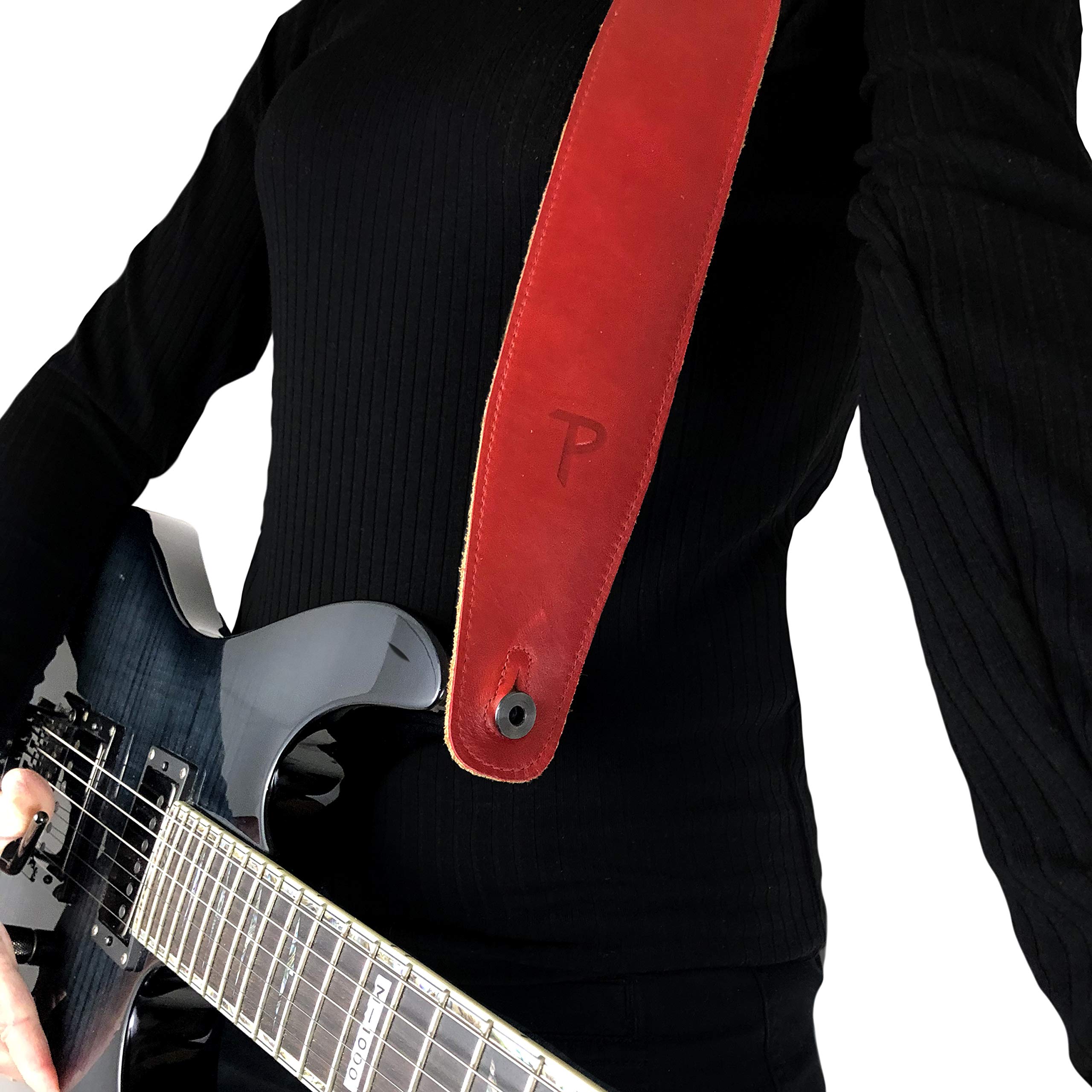 Perri'S Leathers, Leather Guitar Strap With Super Soft Suede Backing, Cherry Red, Anti Slip, Classic, Suitable For Each Level, A