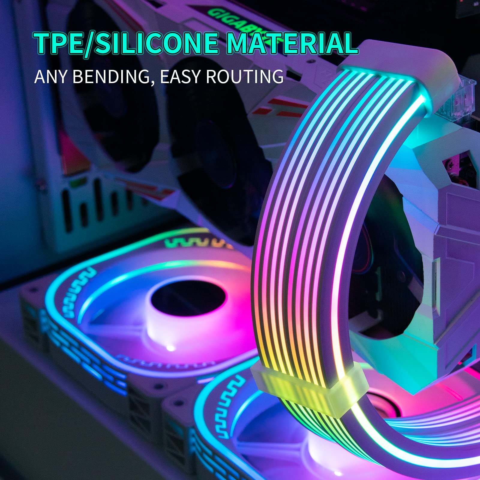 Sirlyr 8 Pin Rgb Gpu Cable,2 X 8Pin (6+2) Pcie Rgb Psu Cables 5V 3Pin Argb Graphics Card Power Supply Extension   For Pc Build,F