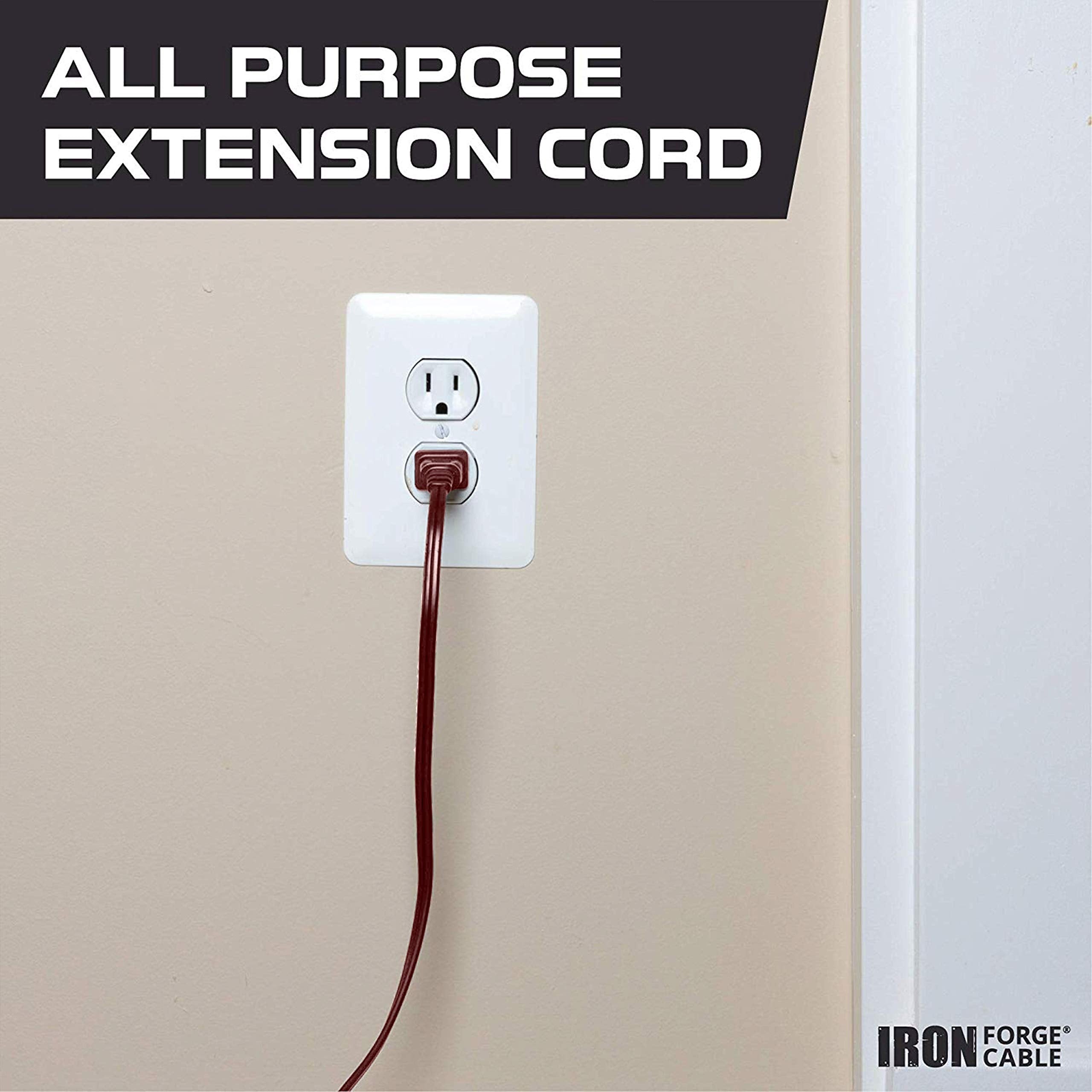 Iron Forge Cable 3 Ft Brown Extension Cord 2 Pack   16/2 Durable Electrical Cable