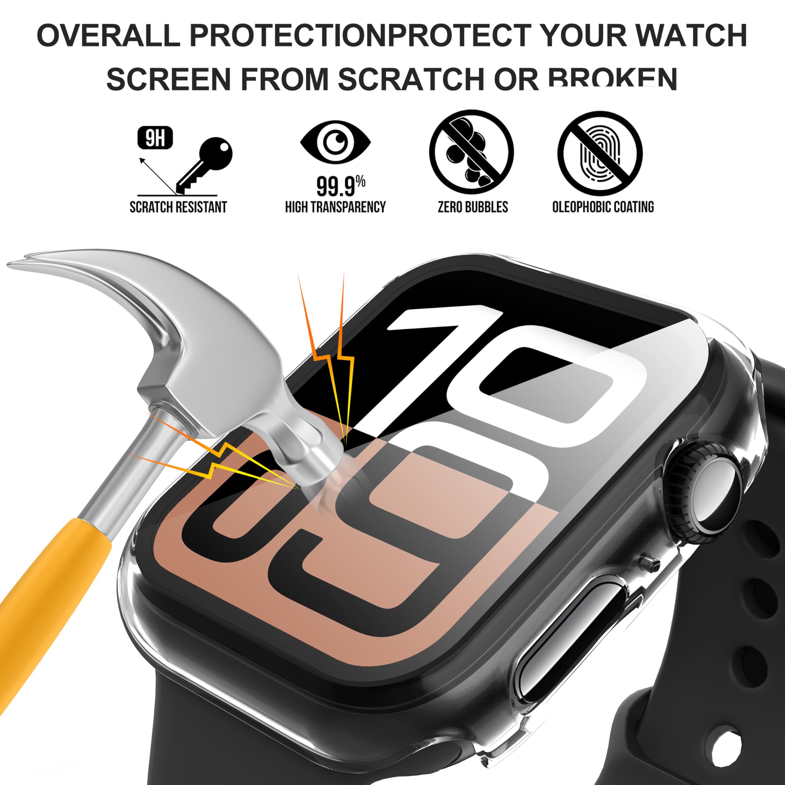 Diruite 2 Pack For Apple Watch Series 10 46Mm Screen Protector Case,All Around Tempered Glass Screen Protector Case Ultra Thin F