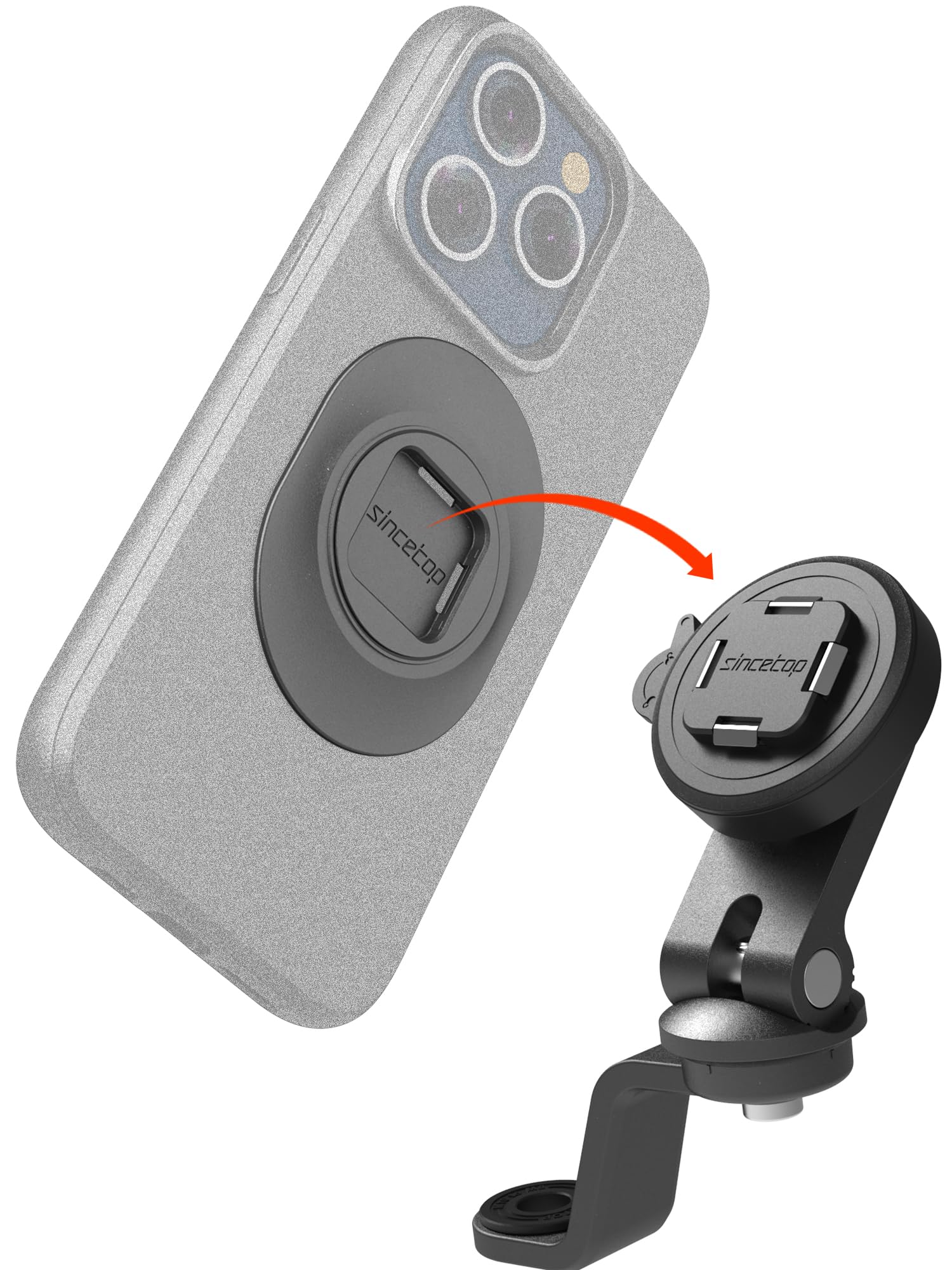 Sincetop Motorcycle Rearview Mirror Phone Mount - Motorbike Phone Holder- Series Q [ Quad ] Quick Release Aluminum Moto Atv Scoo