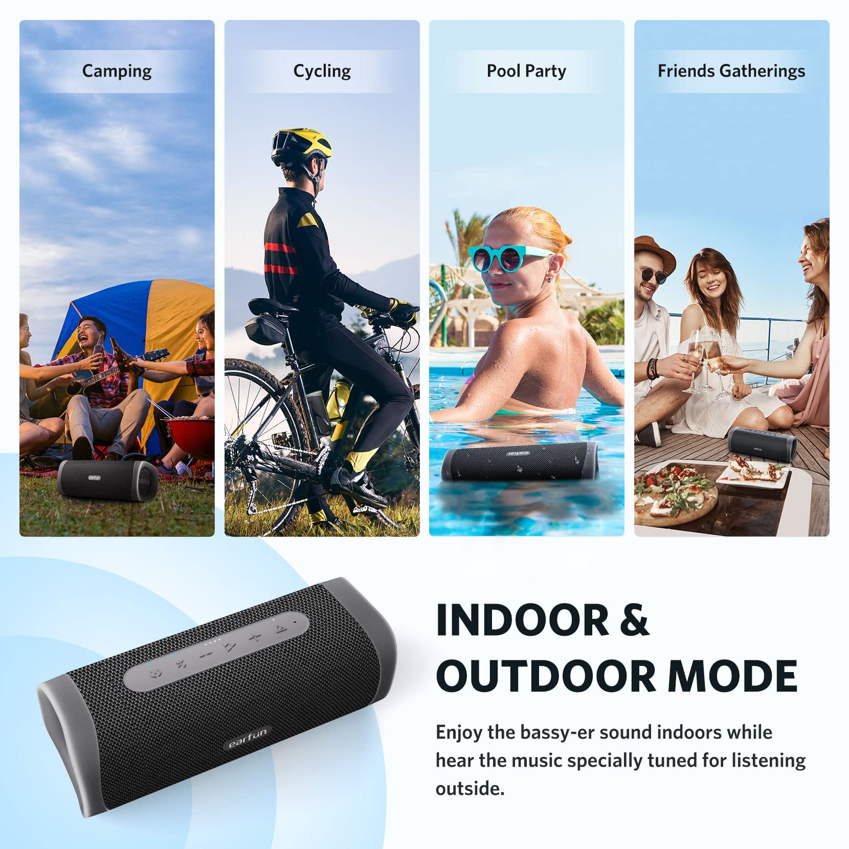 Earfun Bluetooth Speaker, Uboom L Portable Wireless Speaker 28W Loud Stereo Sound, Rich Bass, Ip67 Waterproof & Dustproof, Dual